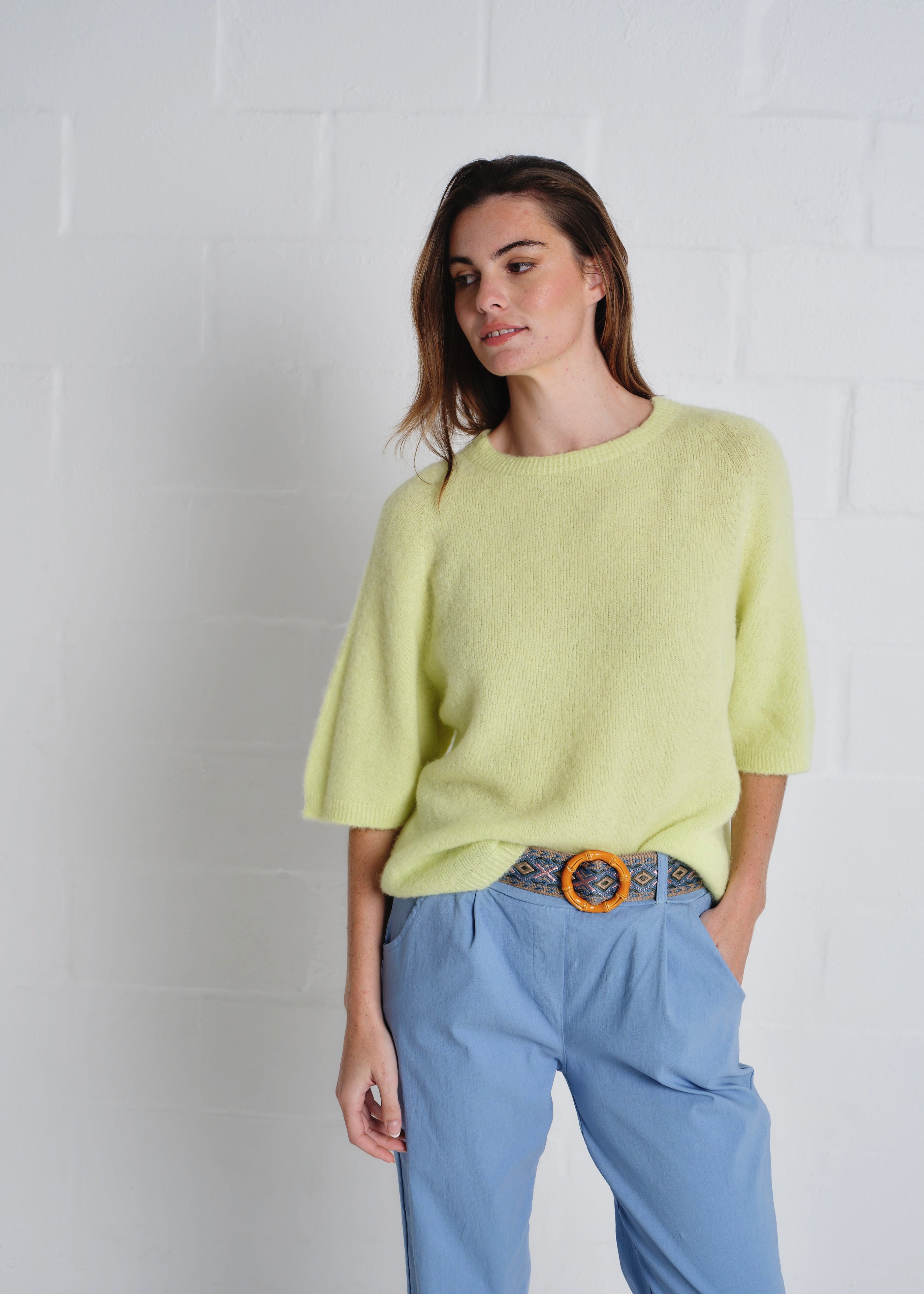 Chamonix SS Round Neck Alpaca Knit In Sunshine Yellow
