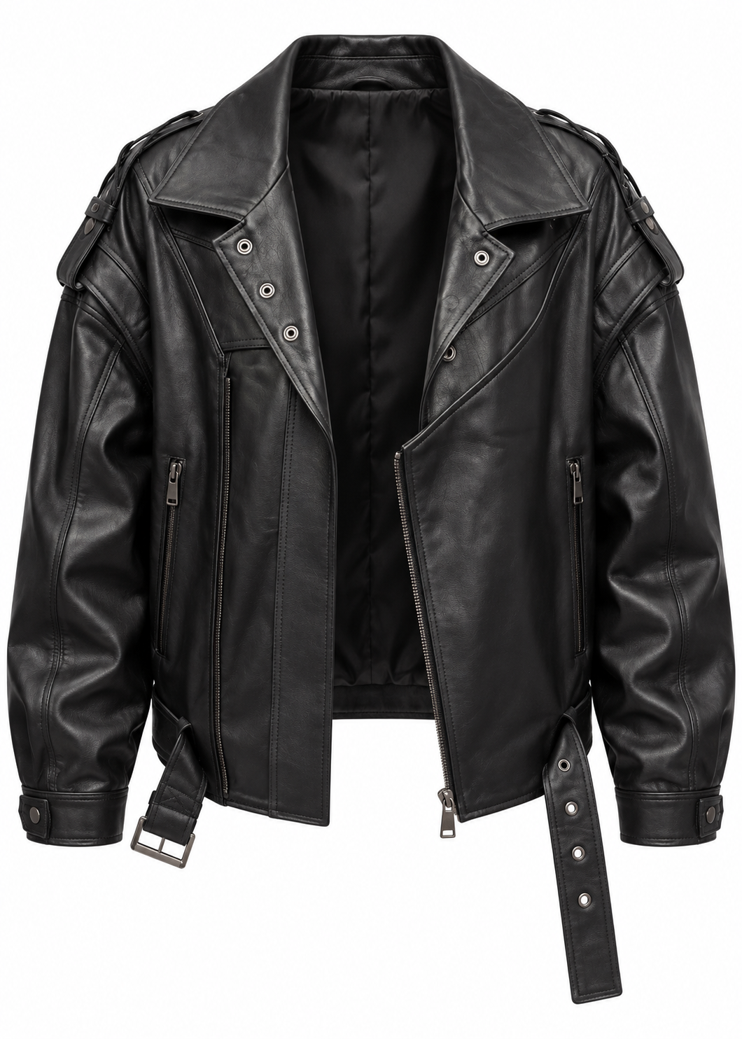The Ringleader Genuine Lambskin Leather Jacket in Jet Black