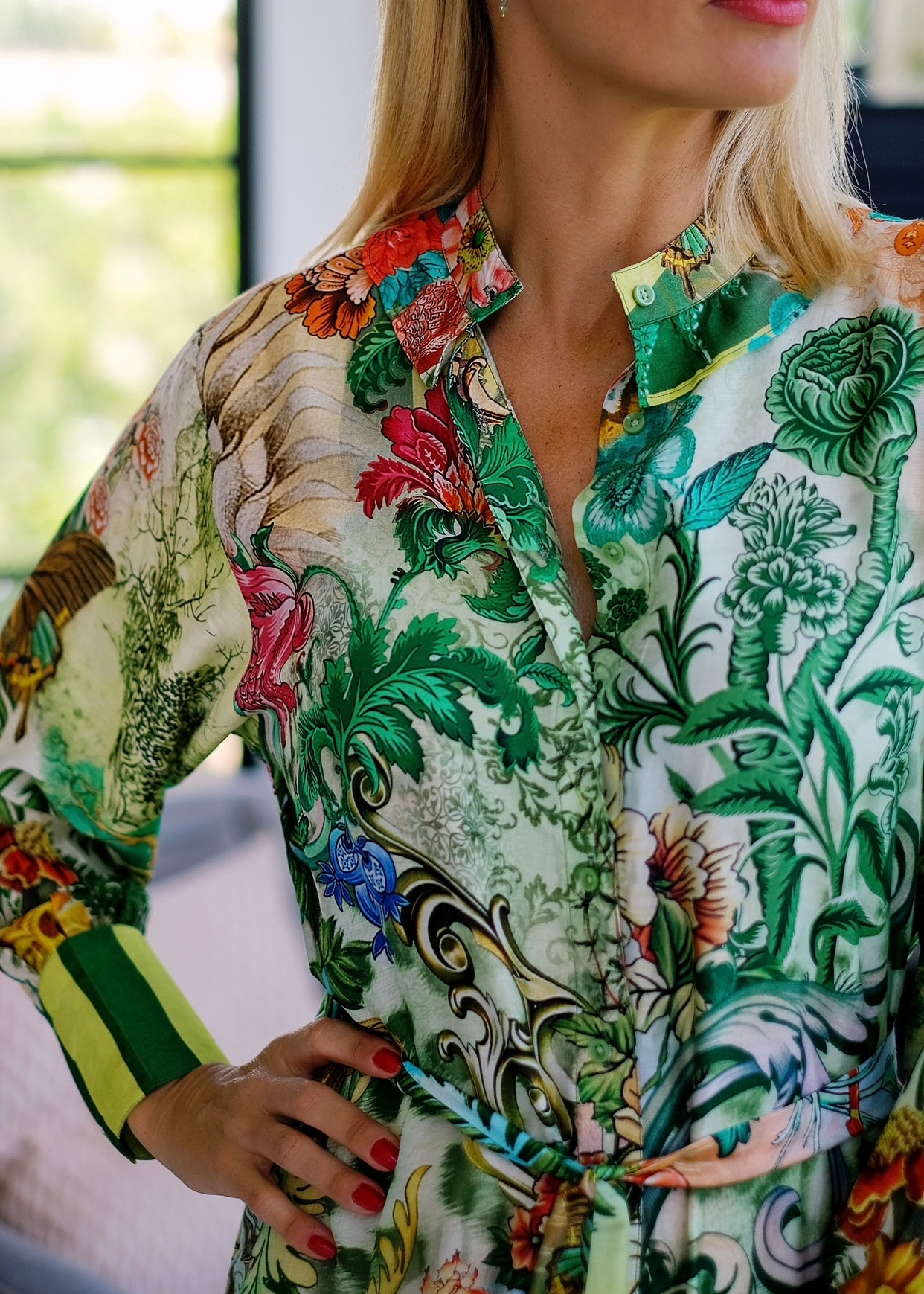 Euphoria Maxi Dress With Jungle Print In Green