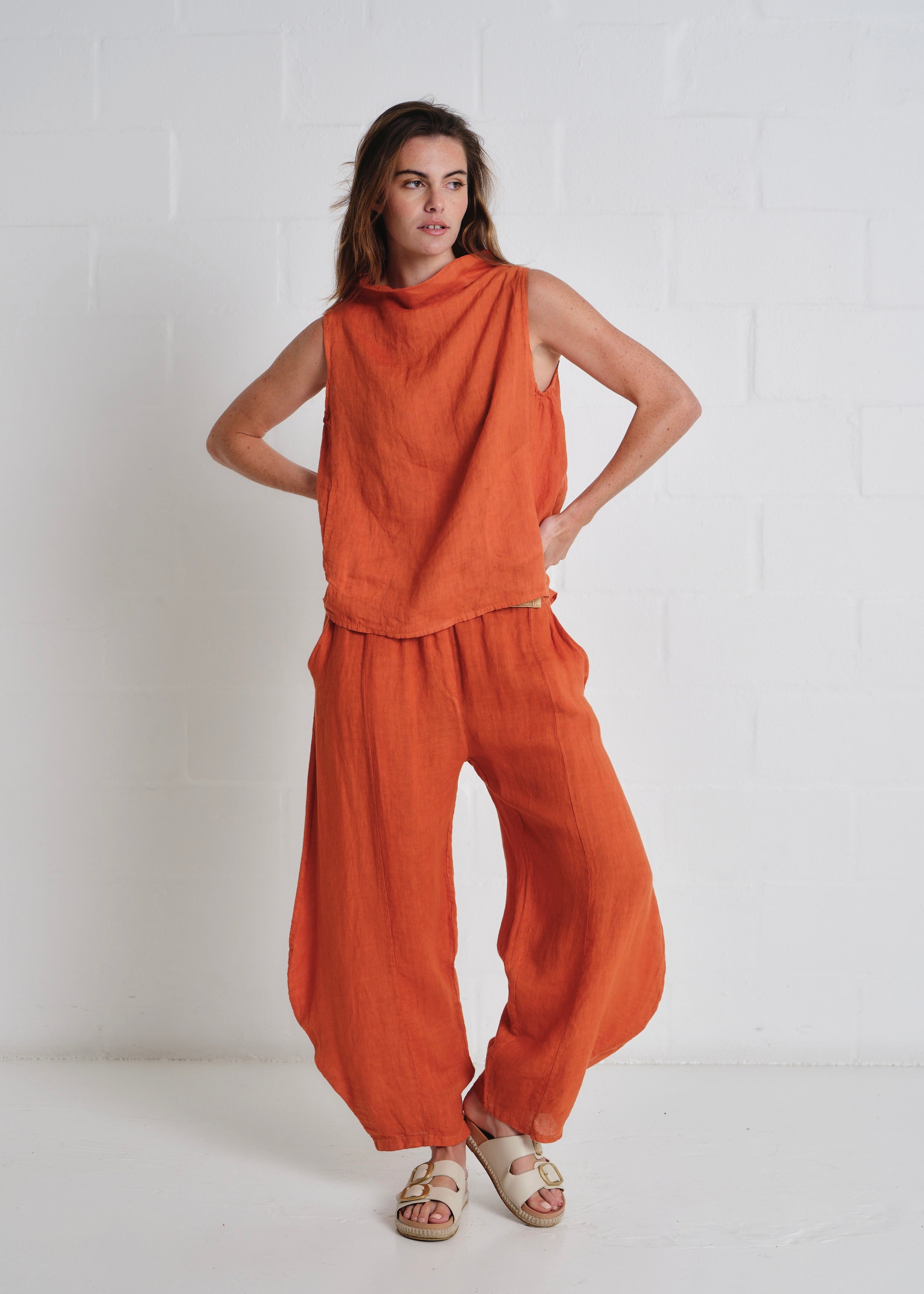 Laurent Cowl Neck Vest In Rust