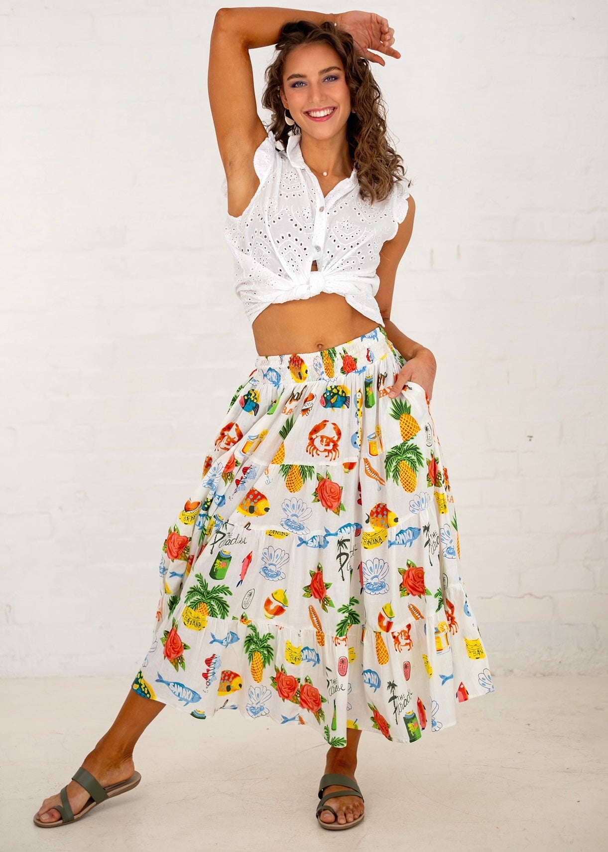 Kira Skirt in White Tropical