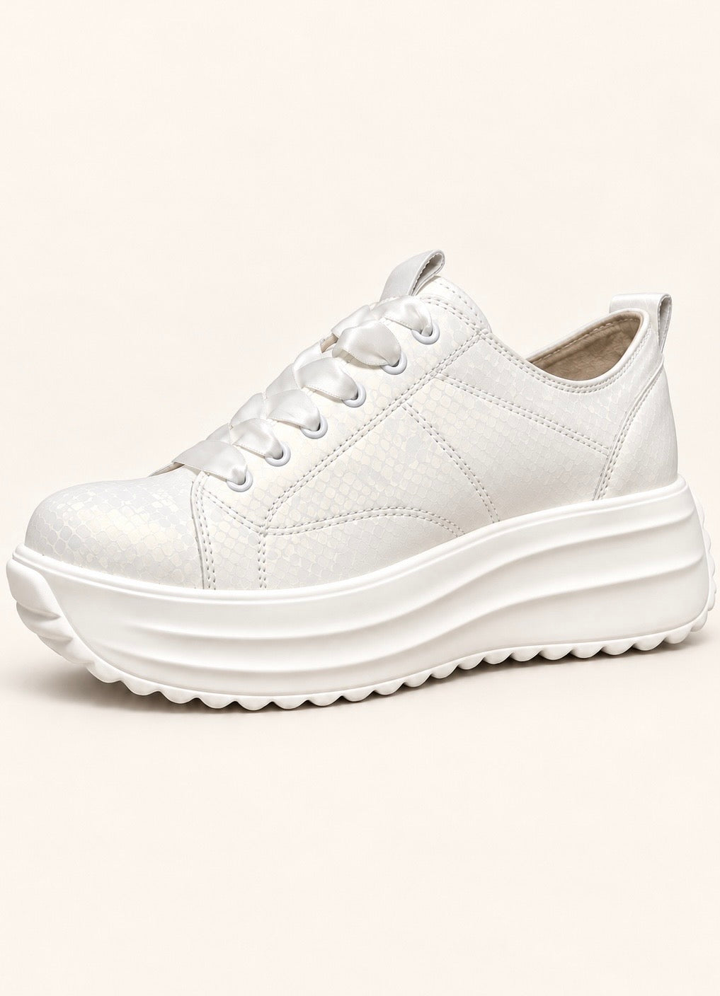 Julz Raya Leather Sneaker With Snake Print In White