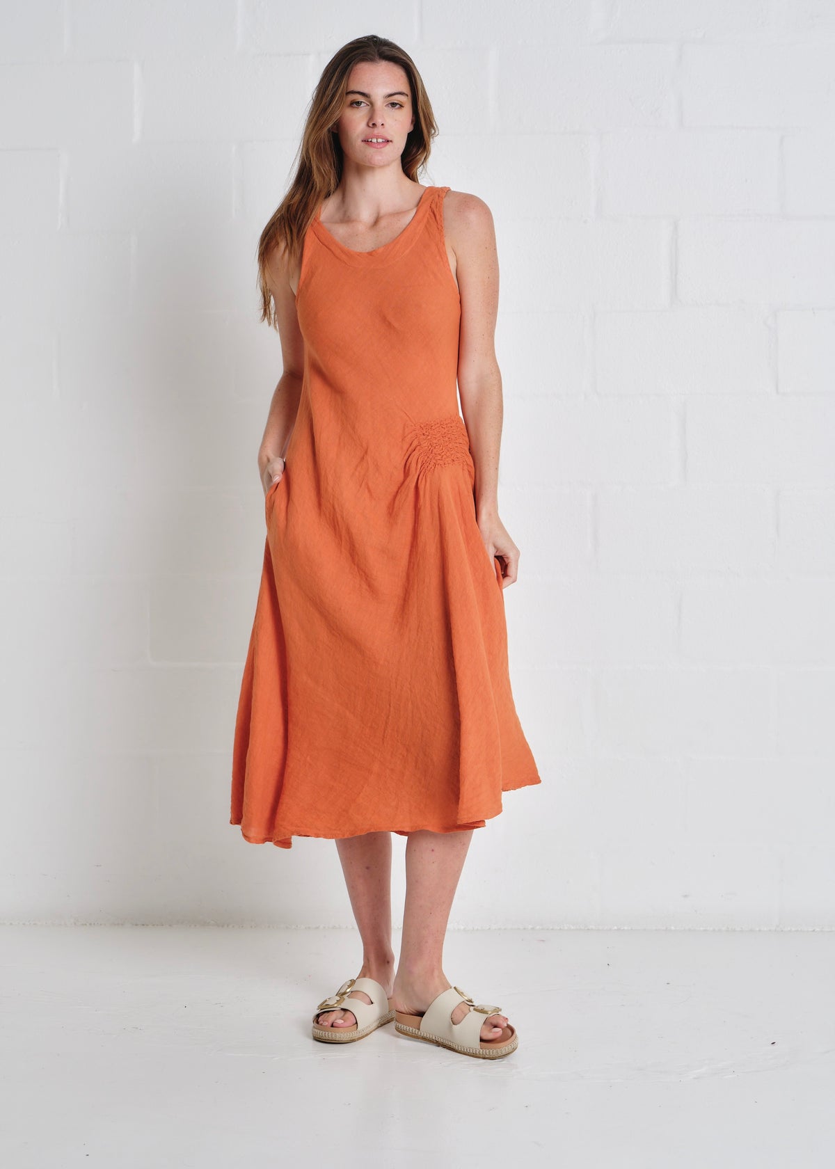 Livorno Sleeveless Maxi Dress In Rust