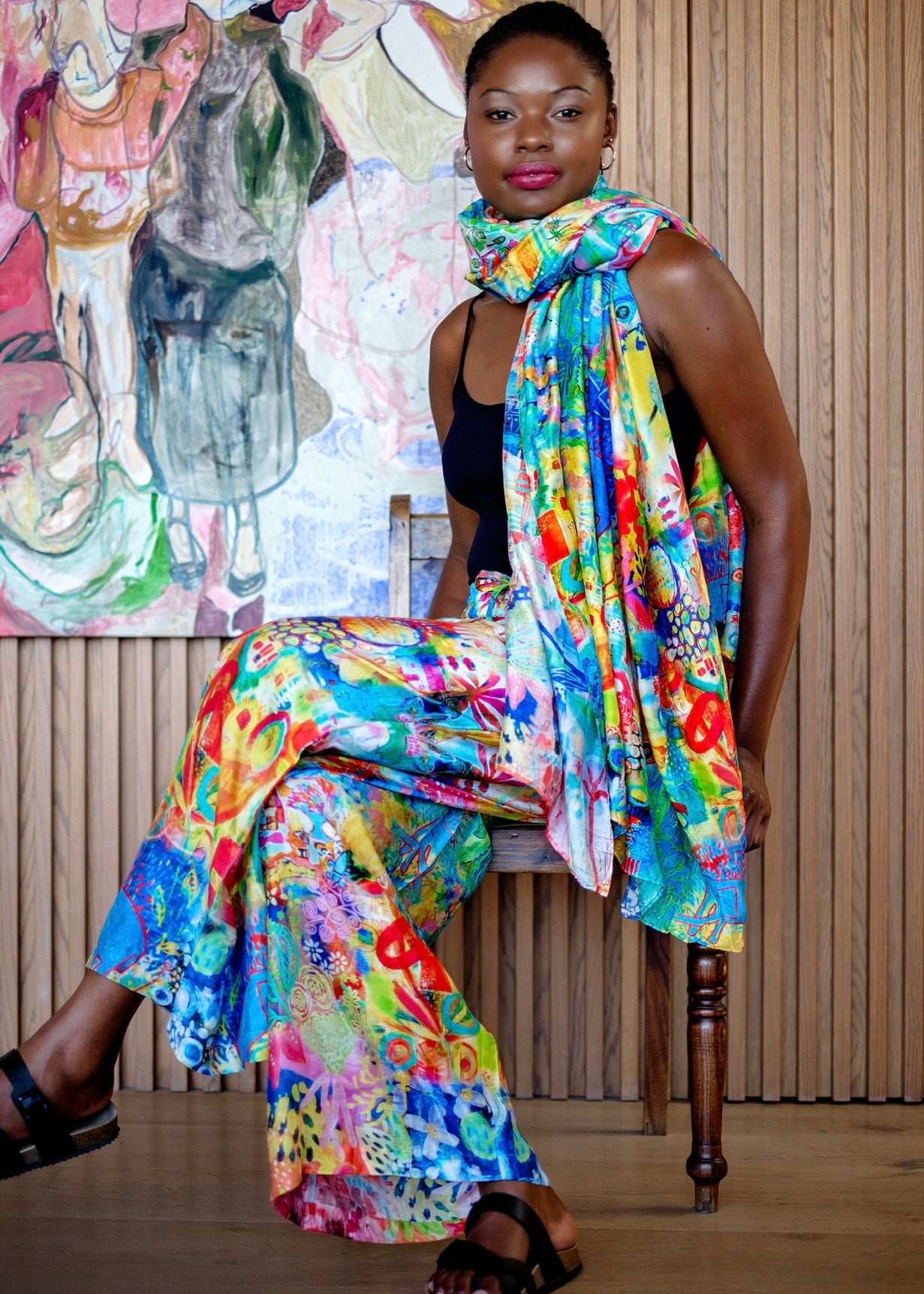 Palazzo Pants In Yellow Kaleidoscope