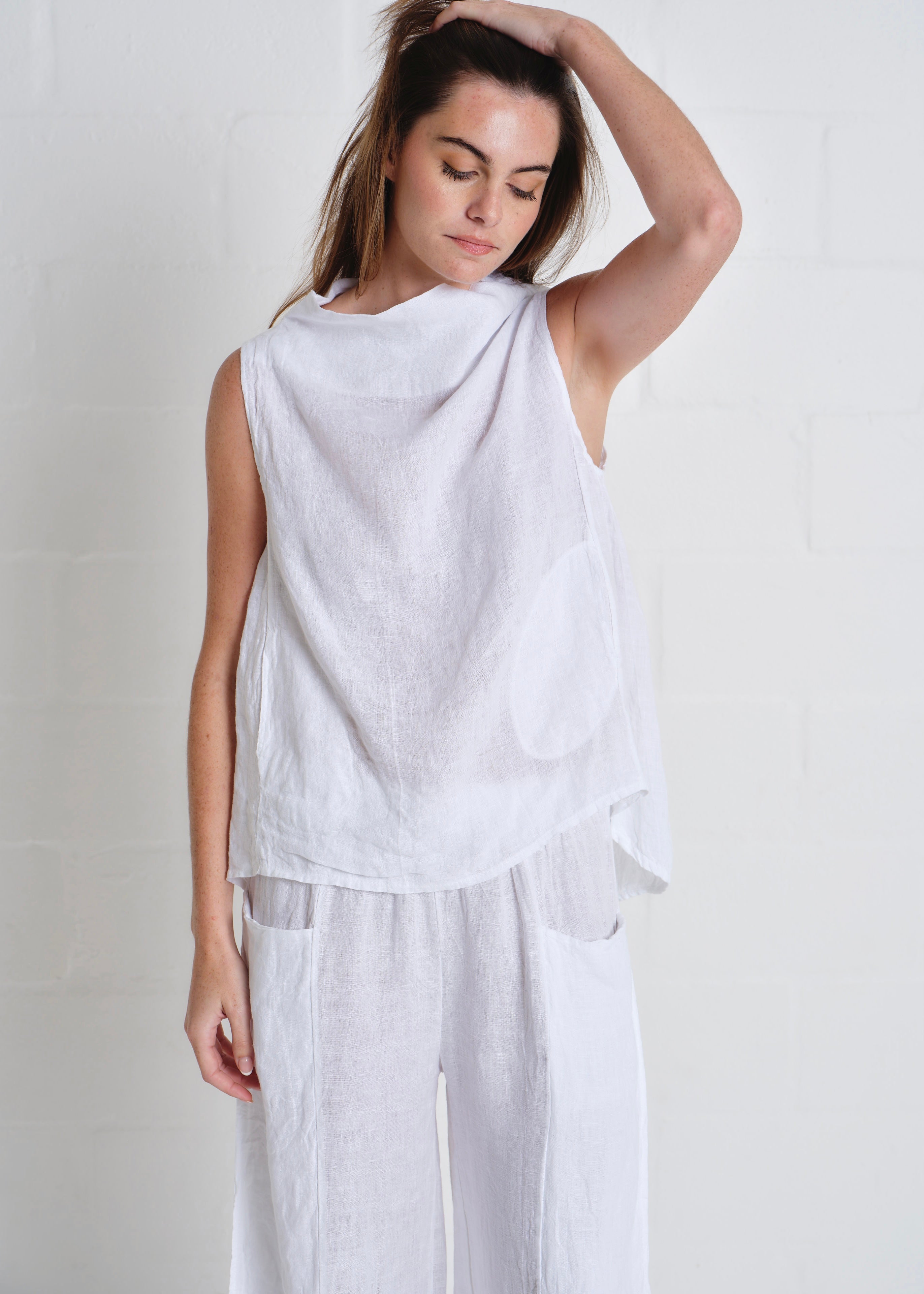 Laurent Cowl Neck Vest In White