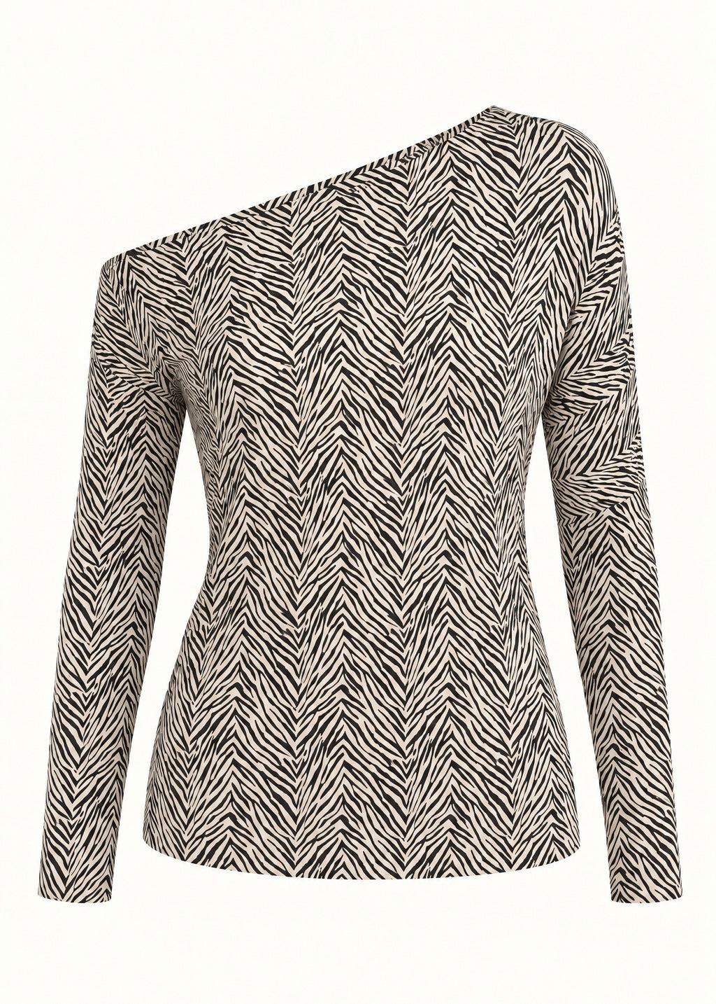 Le Vie Long Sleeved Off The Shoulder Classic Top In Safari Sketch Print