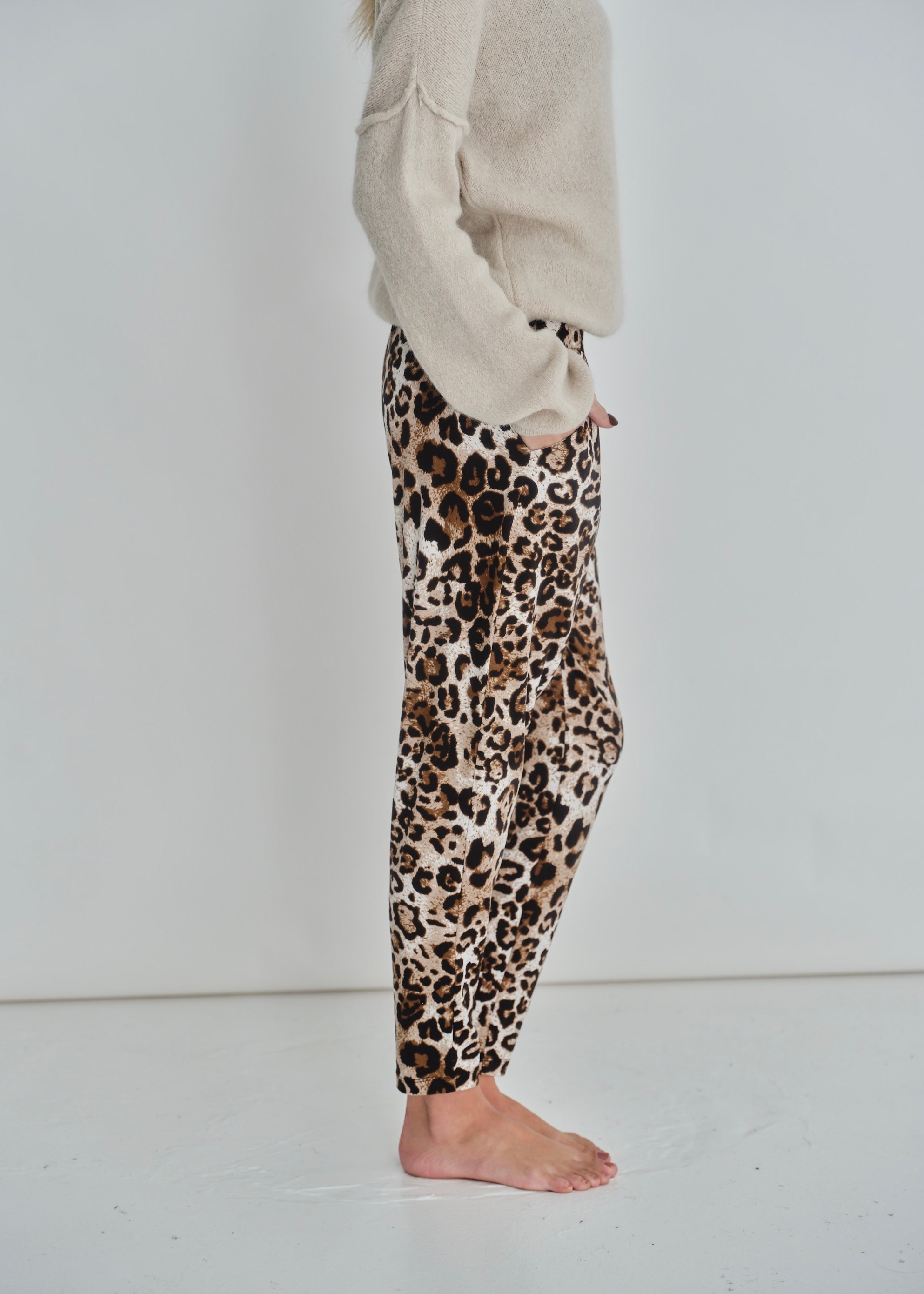 Classic Front Pleat Lounge Pants in Animal Print
