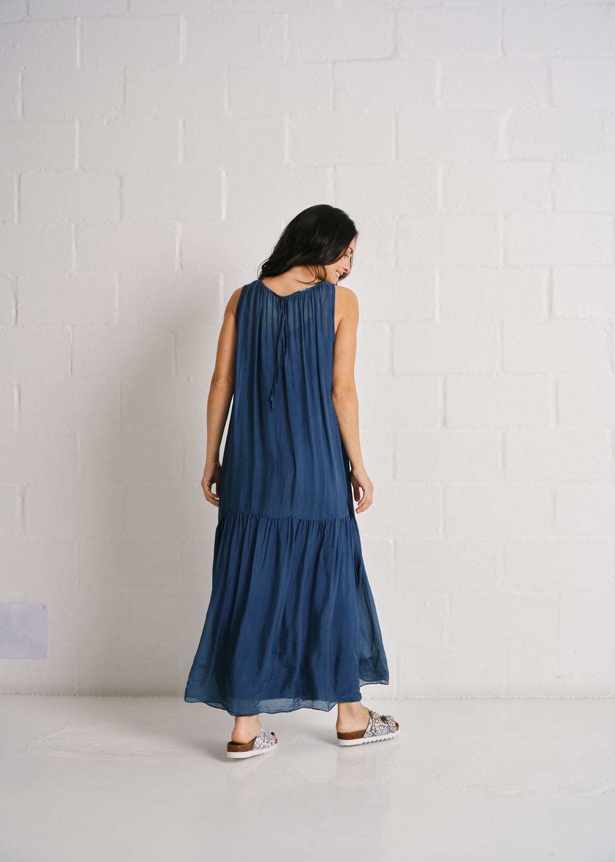 The Whisper Silk Tiered Maxi In Teal