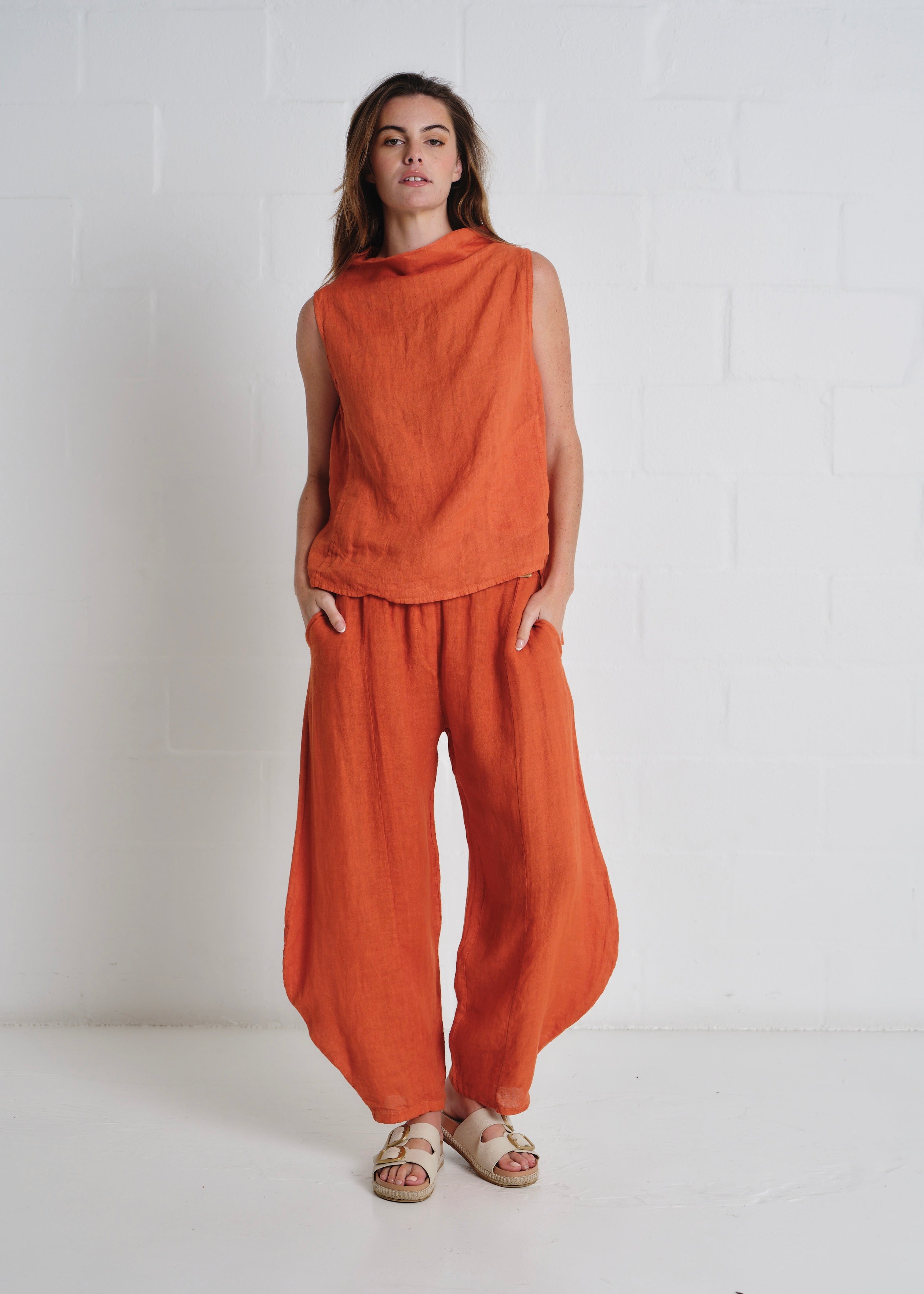 Laurent Cowl Neck Vest In Rust