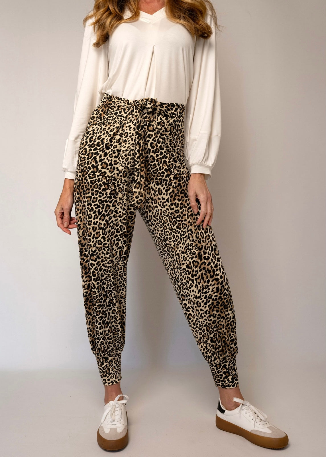 Harem Pants With Animal Print In Brown