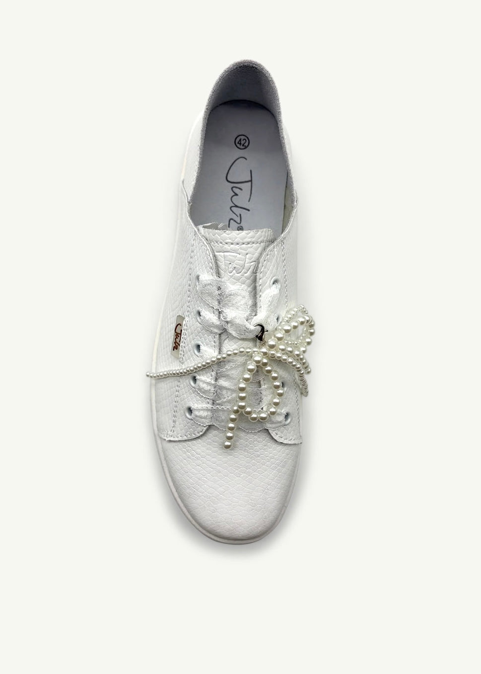 Julz Vicki Leather Sneaker in White Pebble