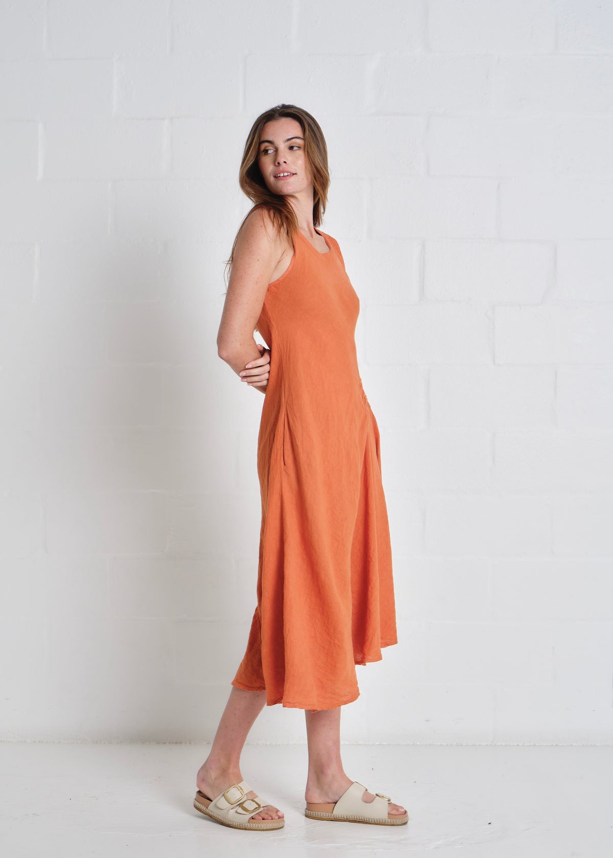 Livorno Sleeveless Maxi Dress In Rust