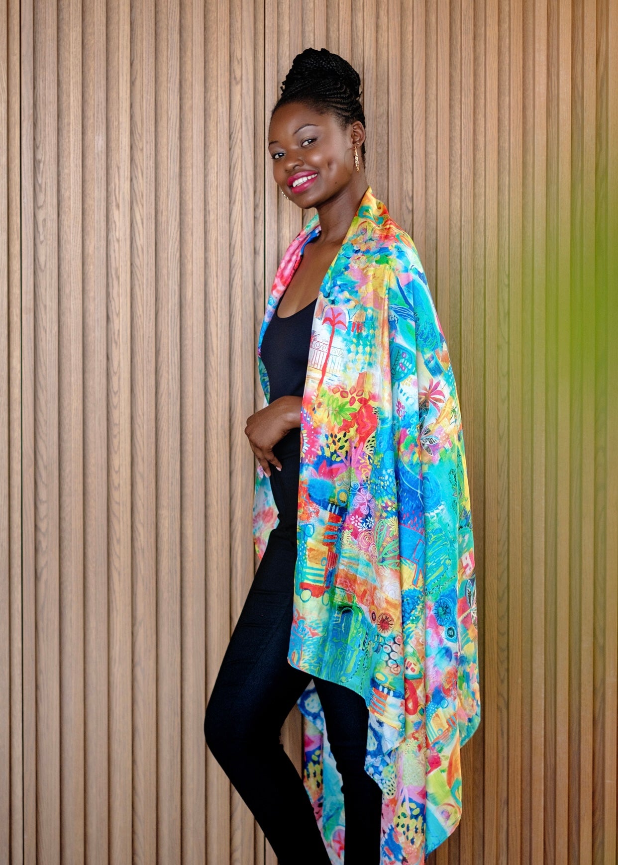 Thandi Silk Scarf In Yellow Kaleidoscope