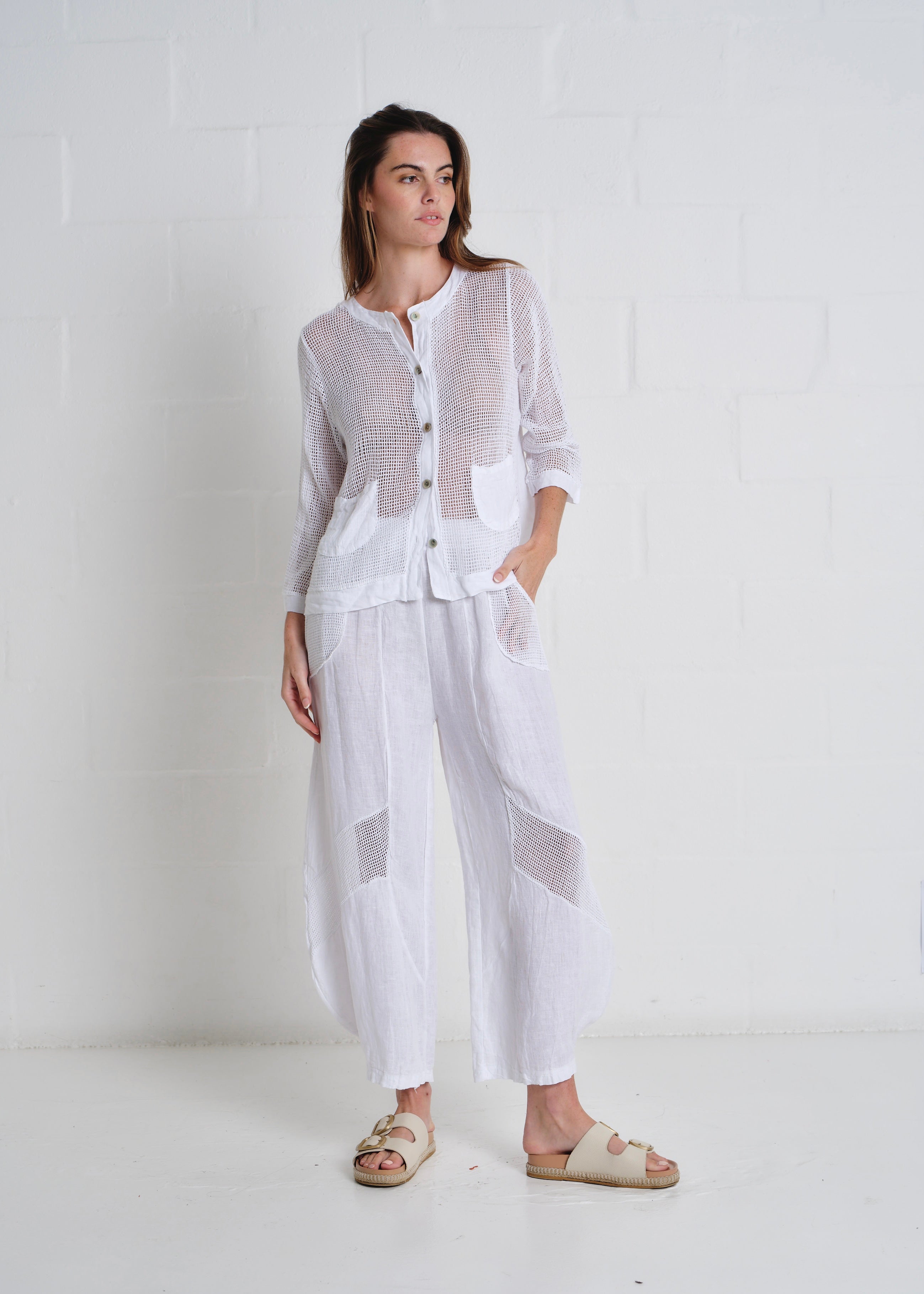 Antibes Crochet Cardigan In White