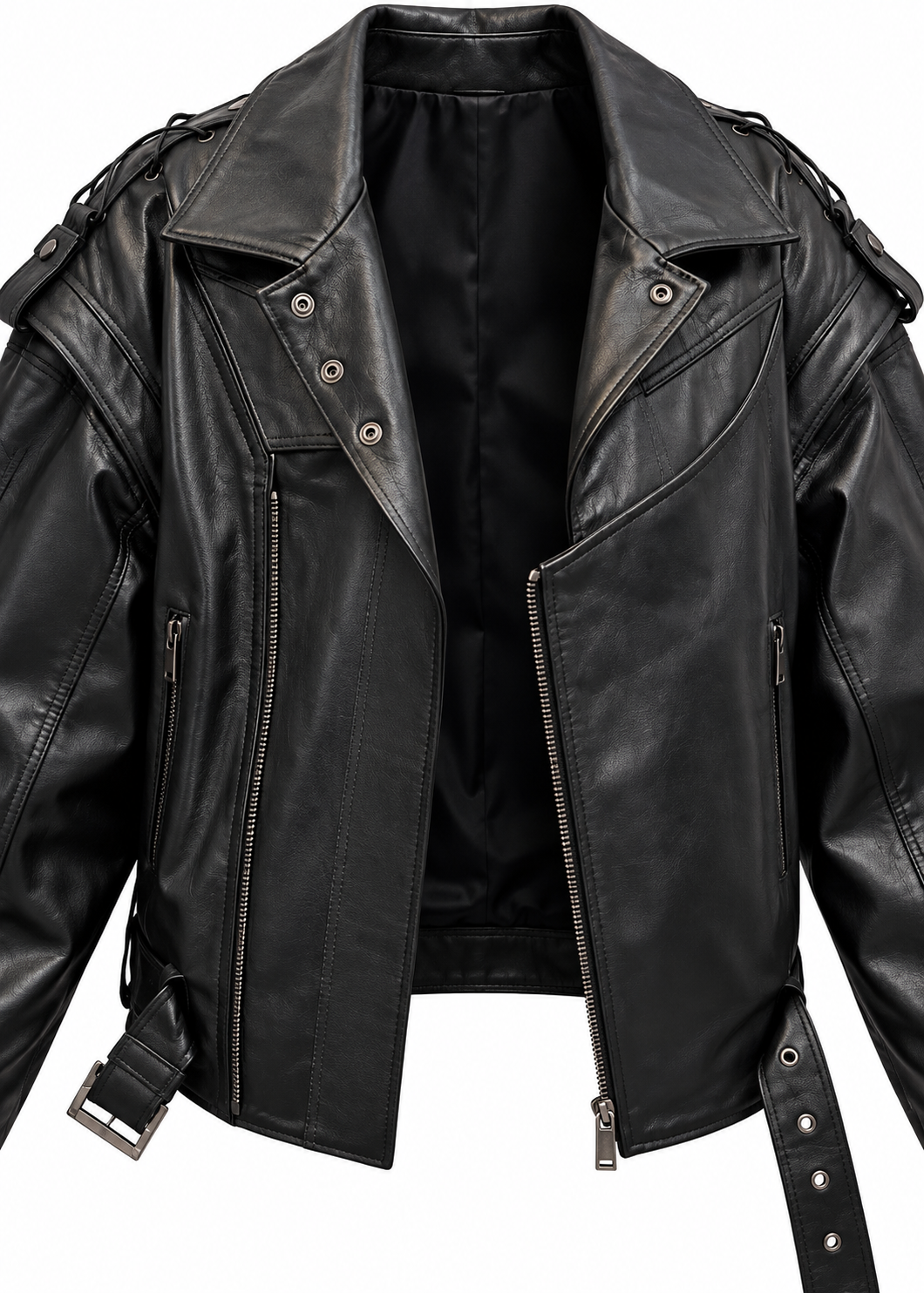 The Ringleader Genuine Lambskin Leather Jacket in Jet Black