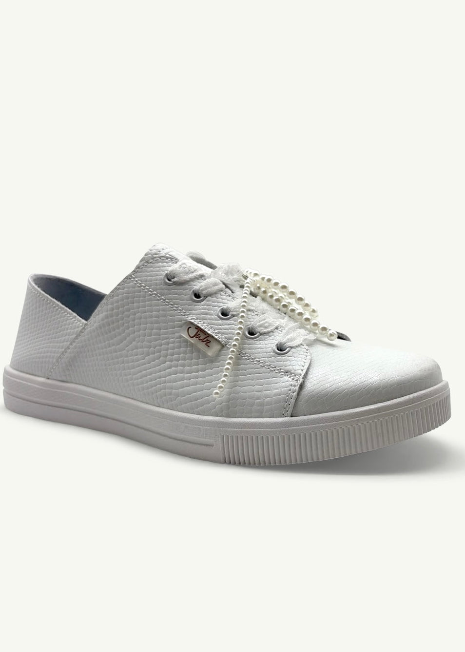 Julz Vicki Leather Sneaker in White Pebble