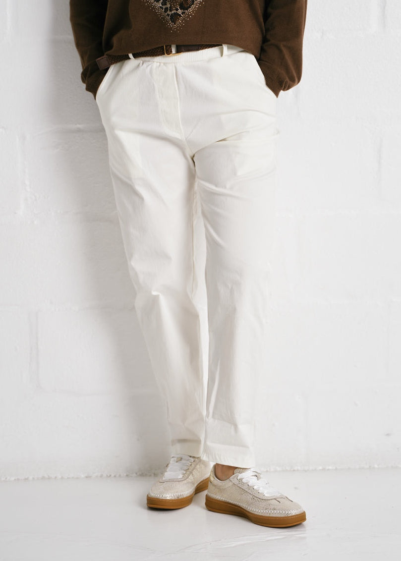 Sicily Pants Braided Belt In Cream