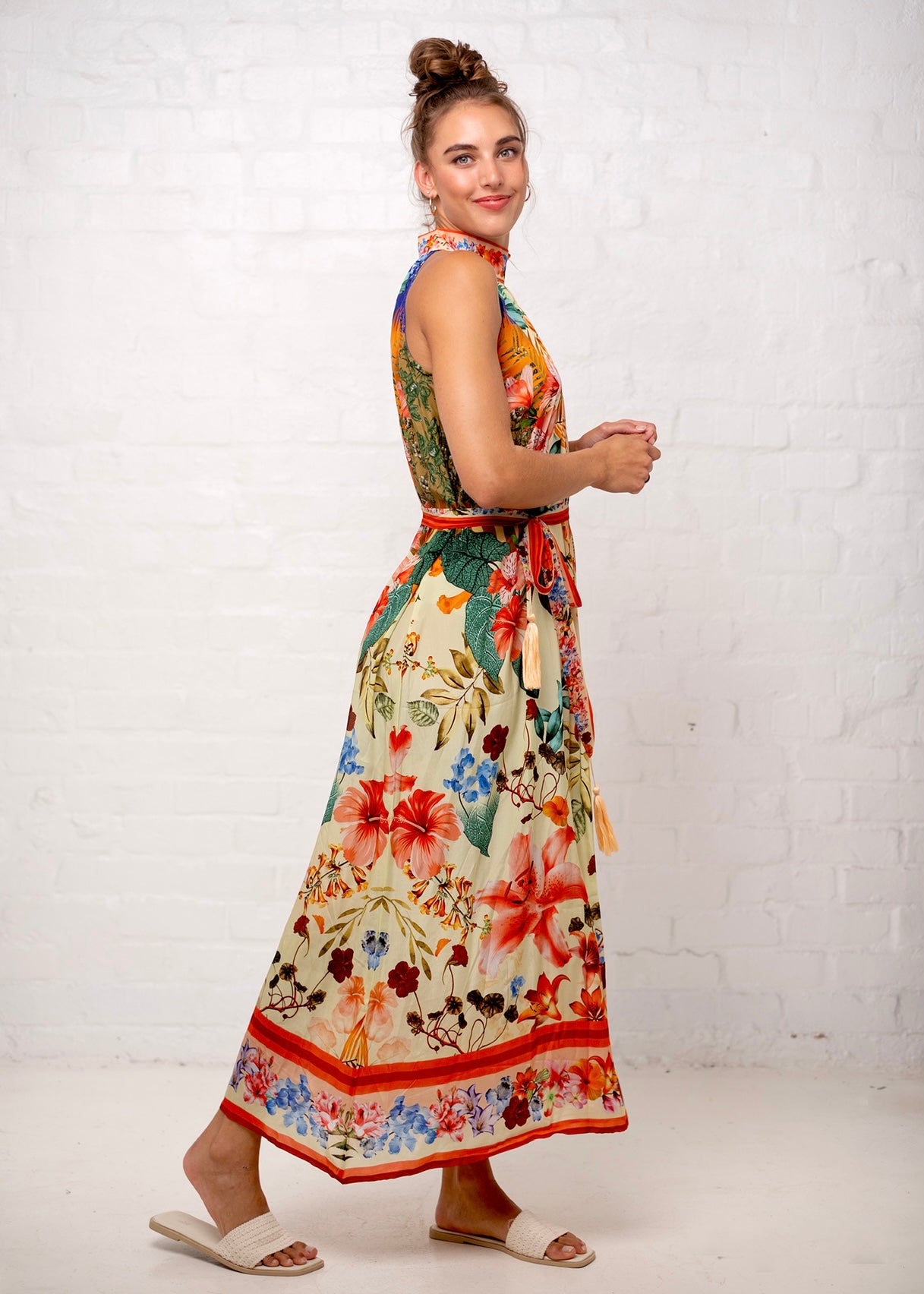 Brooke Dress in Peach Hibiscus