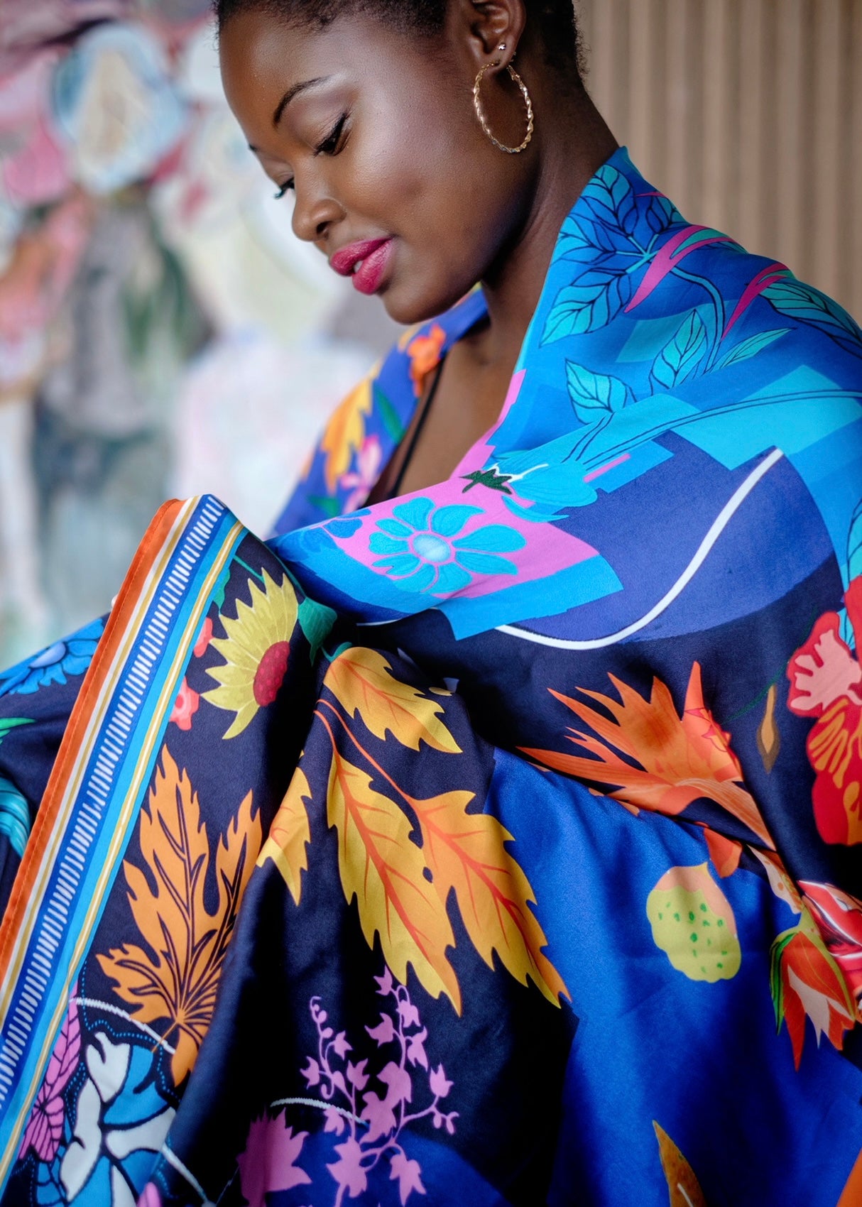 Silk Scarf With Floral Print