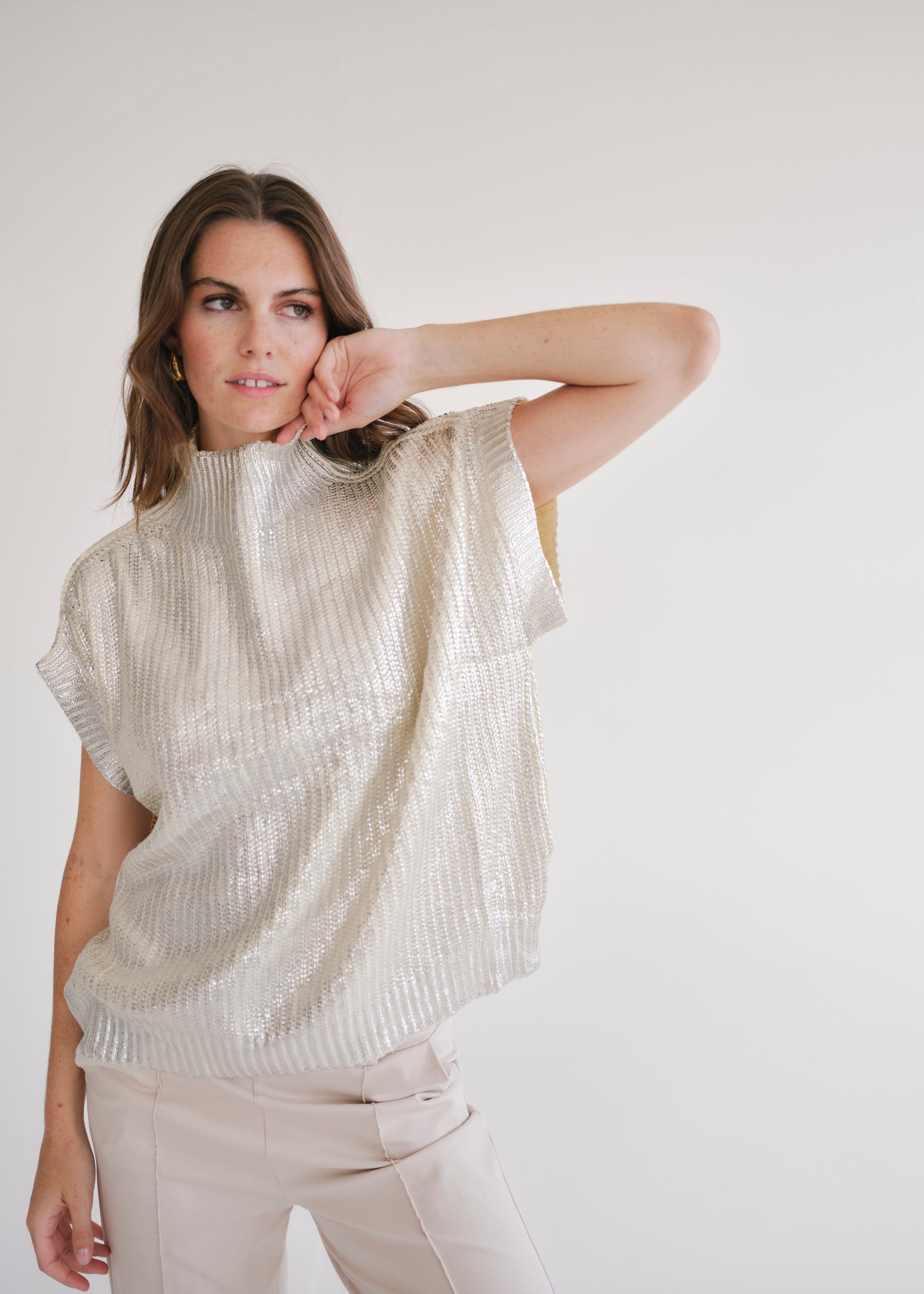 Saint Germain Italian Cream Foil Sleeveless Knit