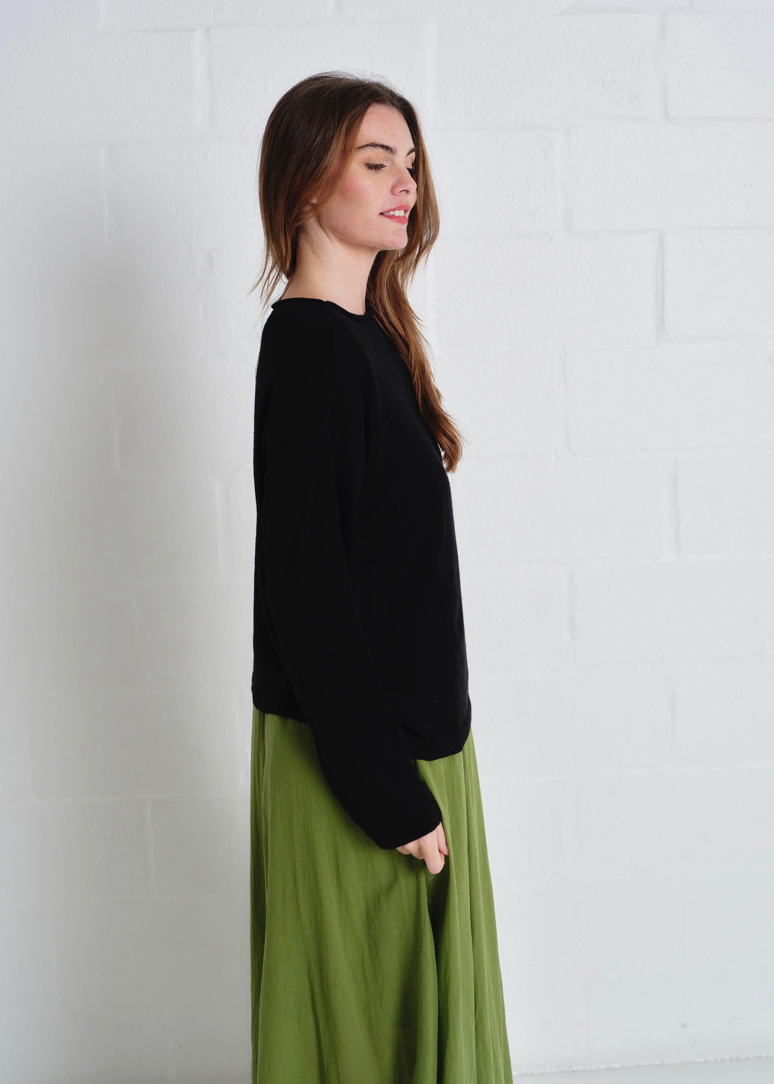 Modesto Fine Gauge Boxy Knit In Black