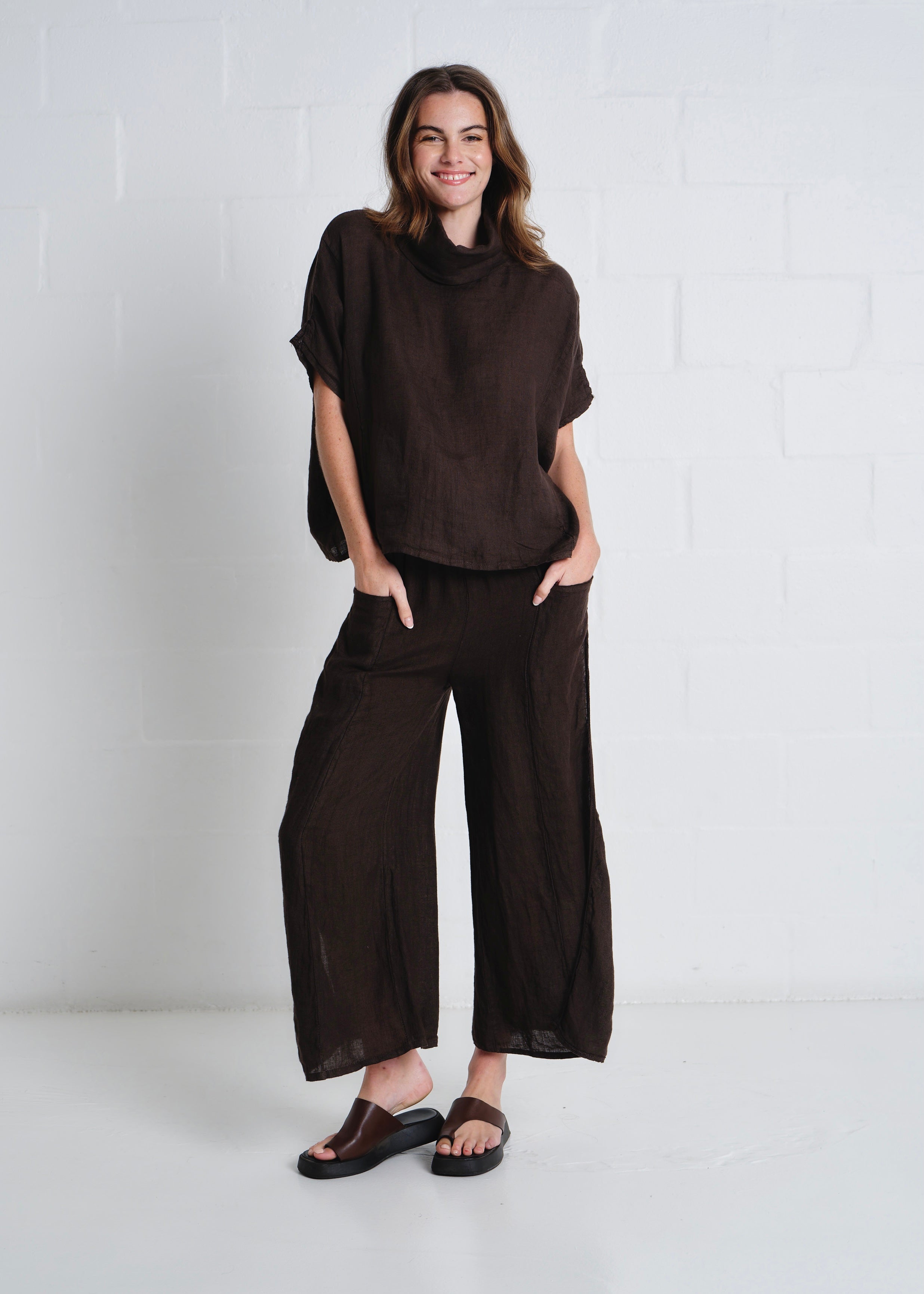 Laurent Cowl Neck Top In Chocolate