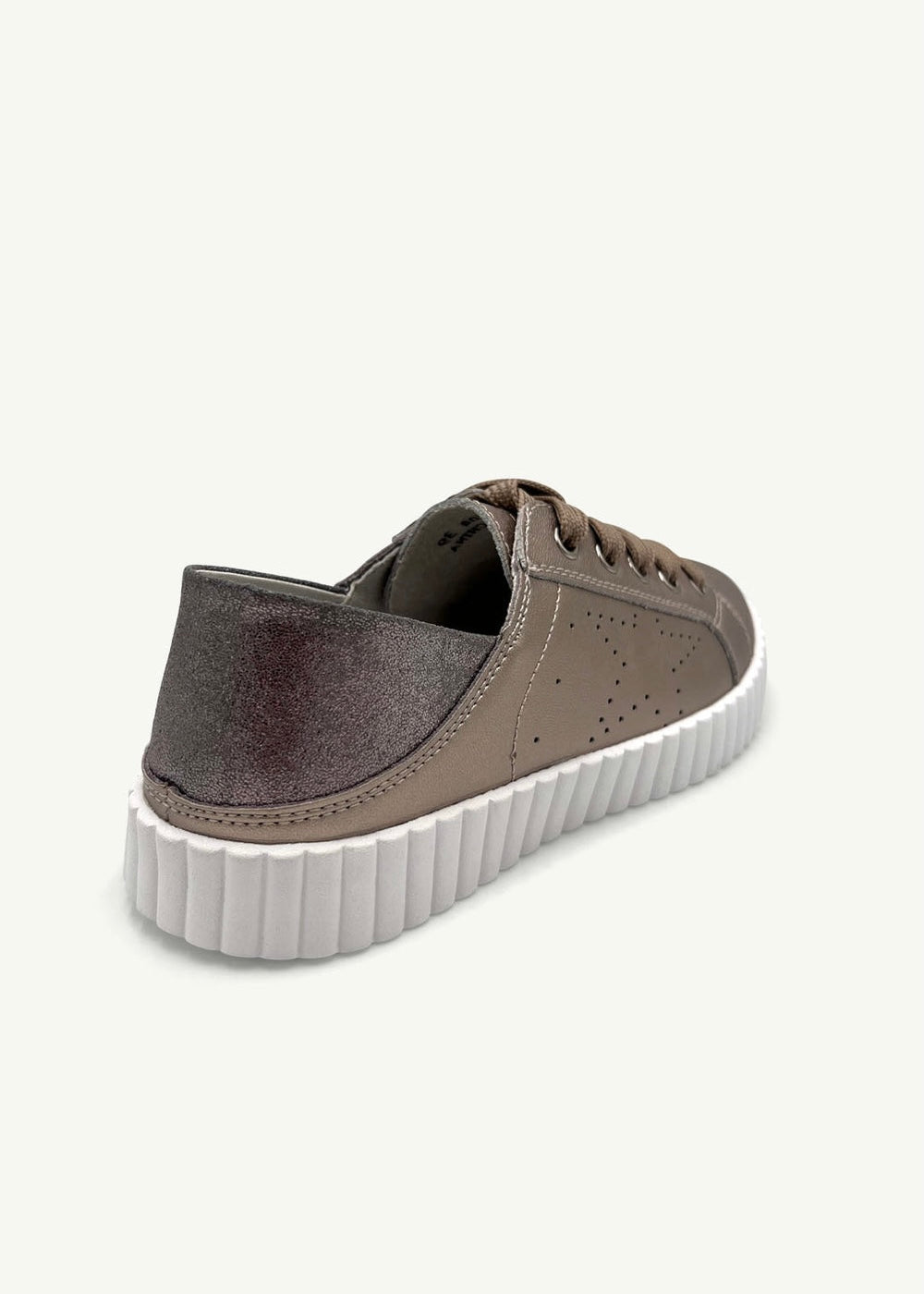 Valentina Leather Sneaker With Glitter in Pewter