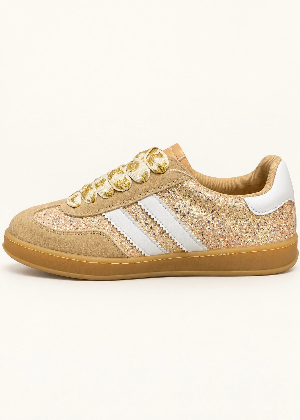 Julz Shiloh Leather Sneaker In Gold Glitter