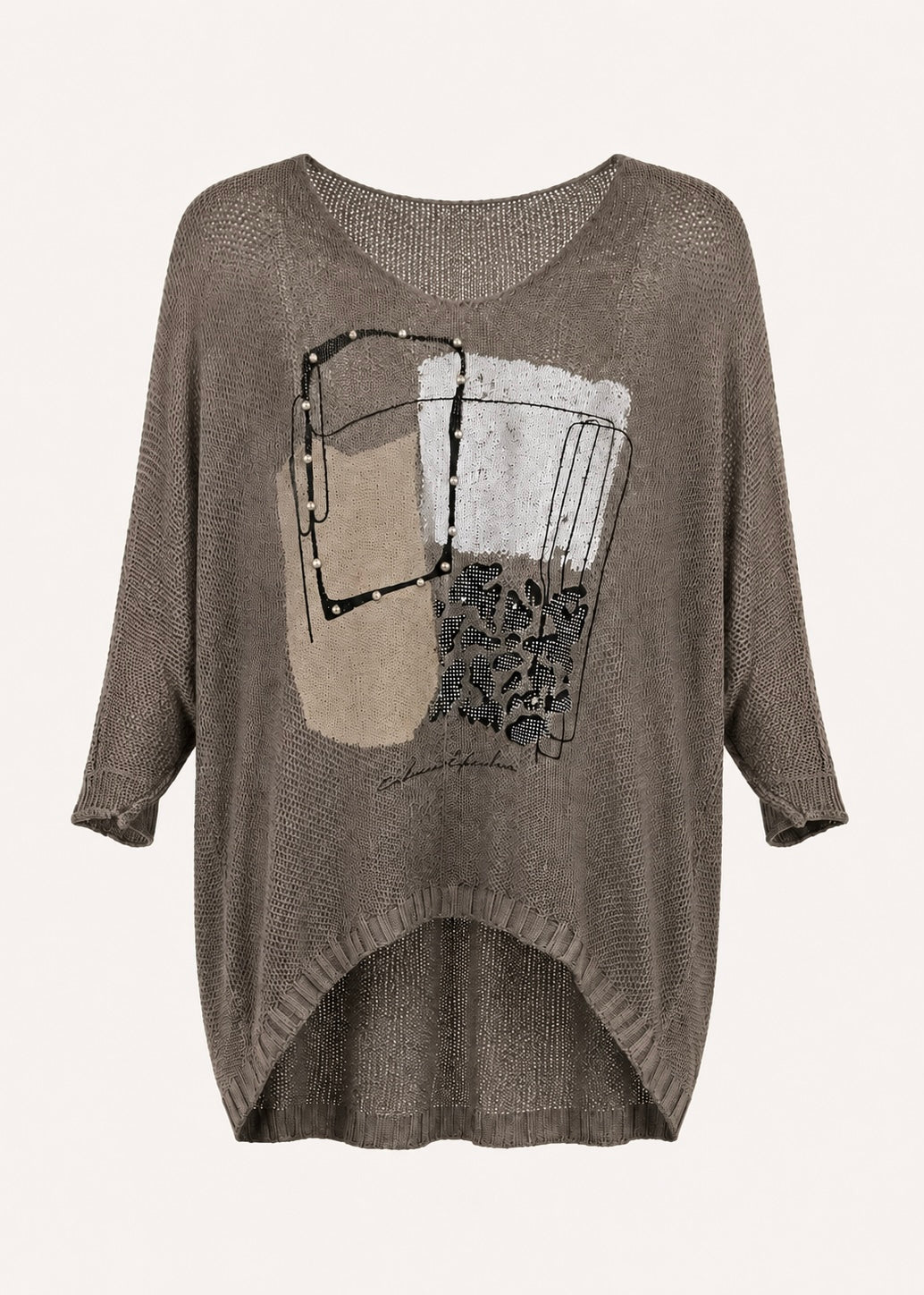 Deco Italian Graphic Knit in Taupe