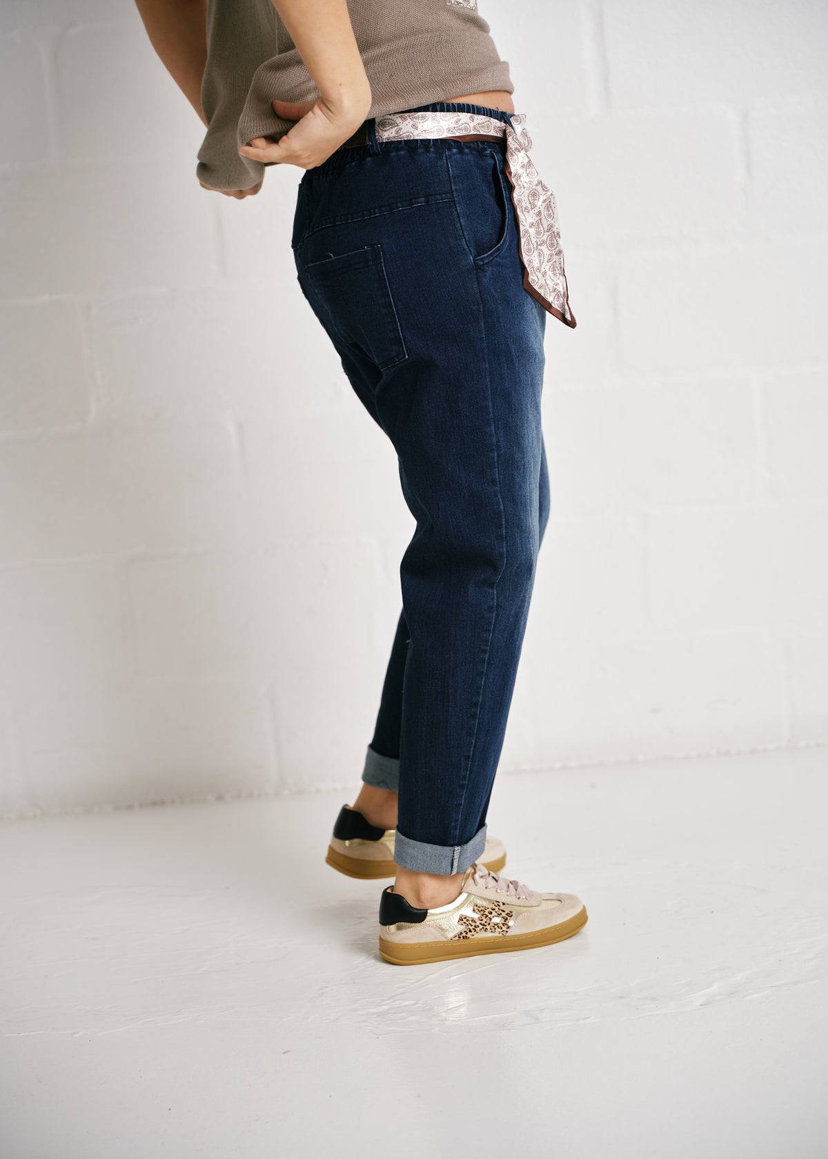 Genoa Denim Pants With Scarf Belt