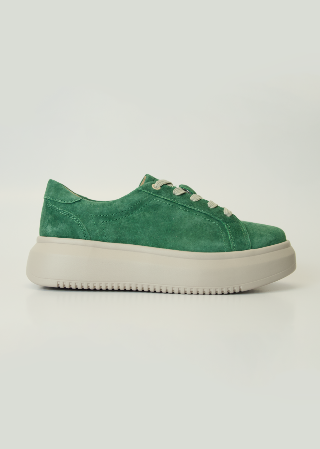 Lyra Leather Platform Sneaker In Bottle Green