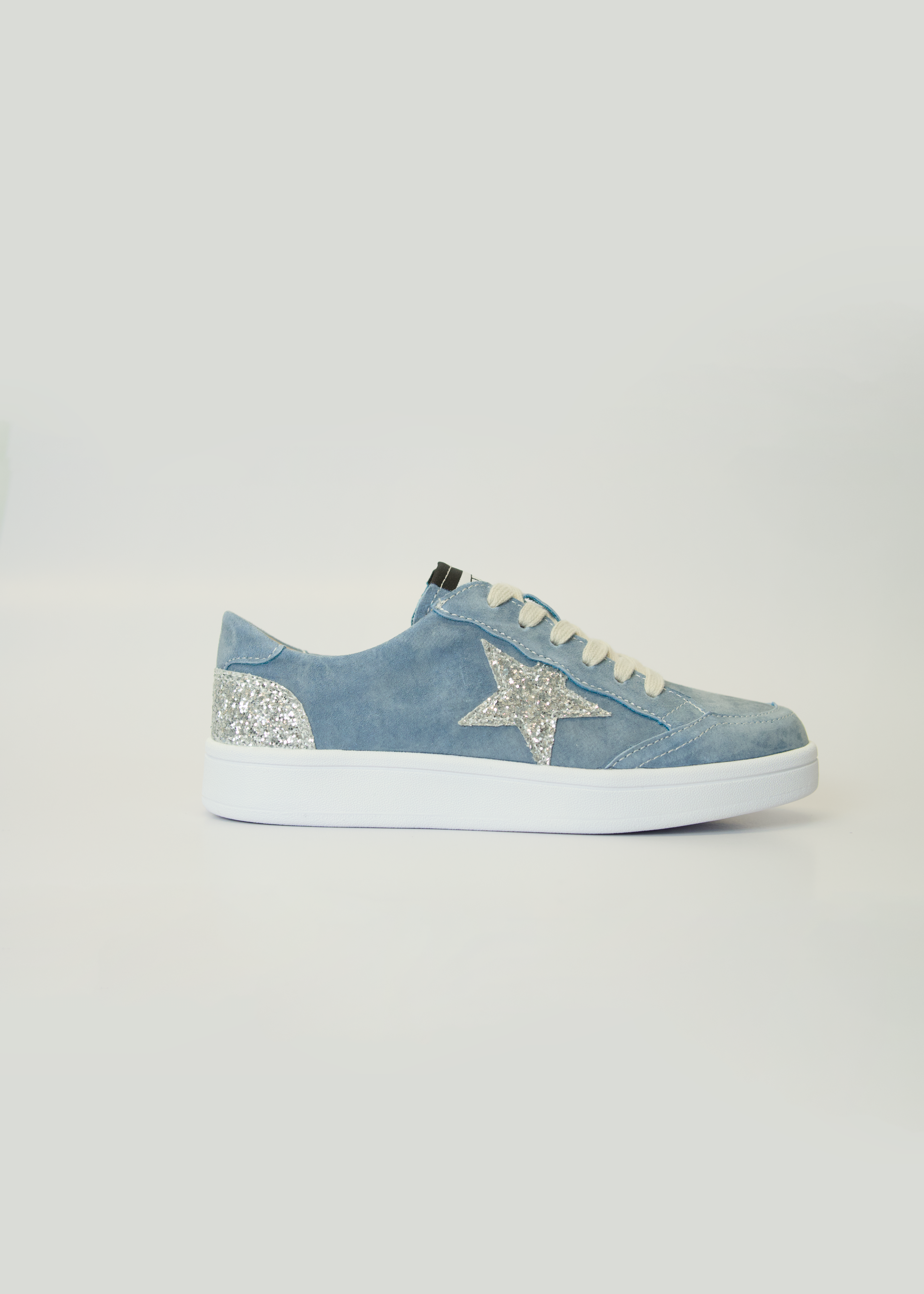 Mia Leather Sneaker In Light Blue