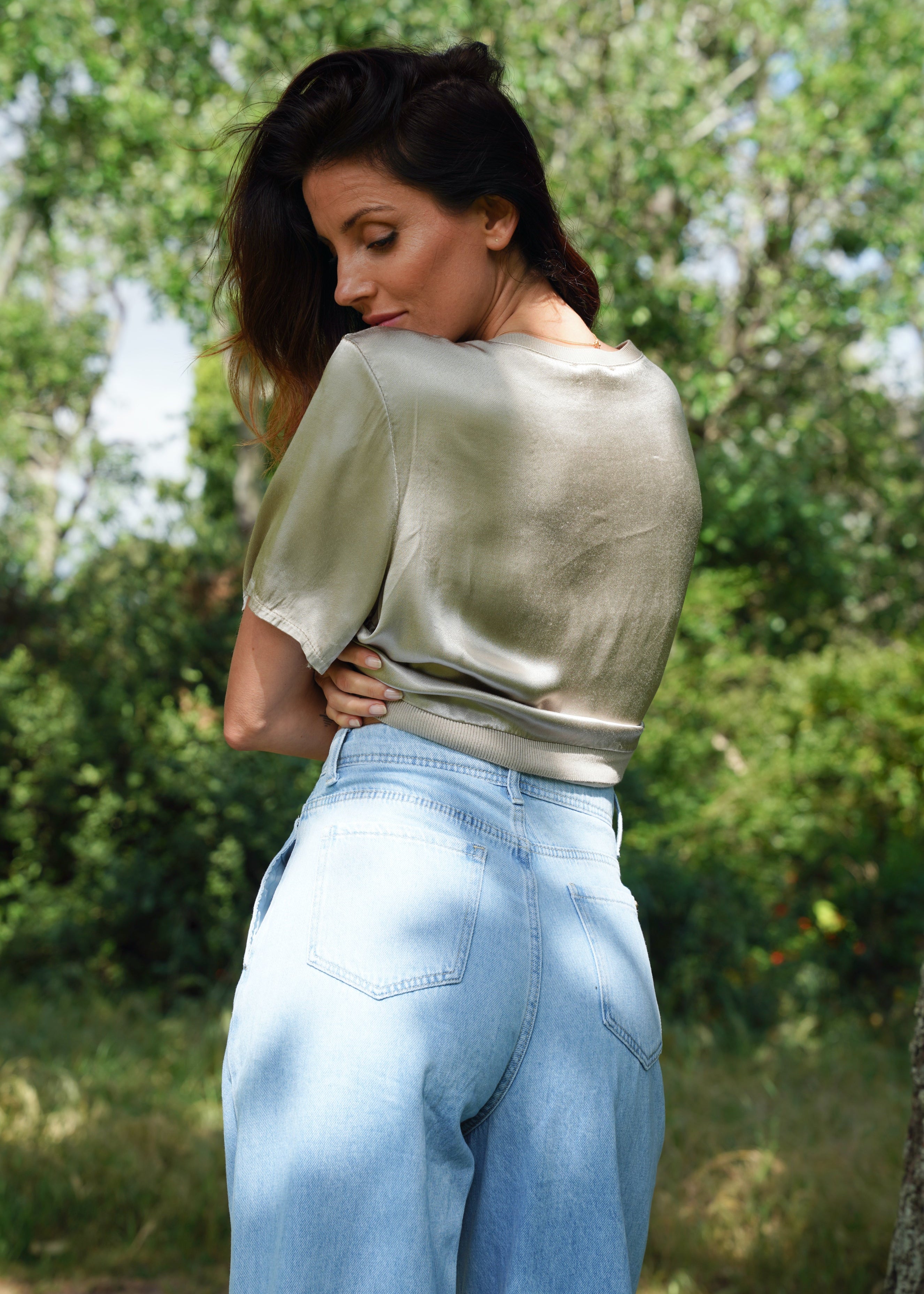 Charli Palazzo Jeans with front Pleats in Blue