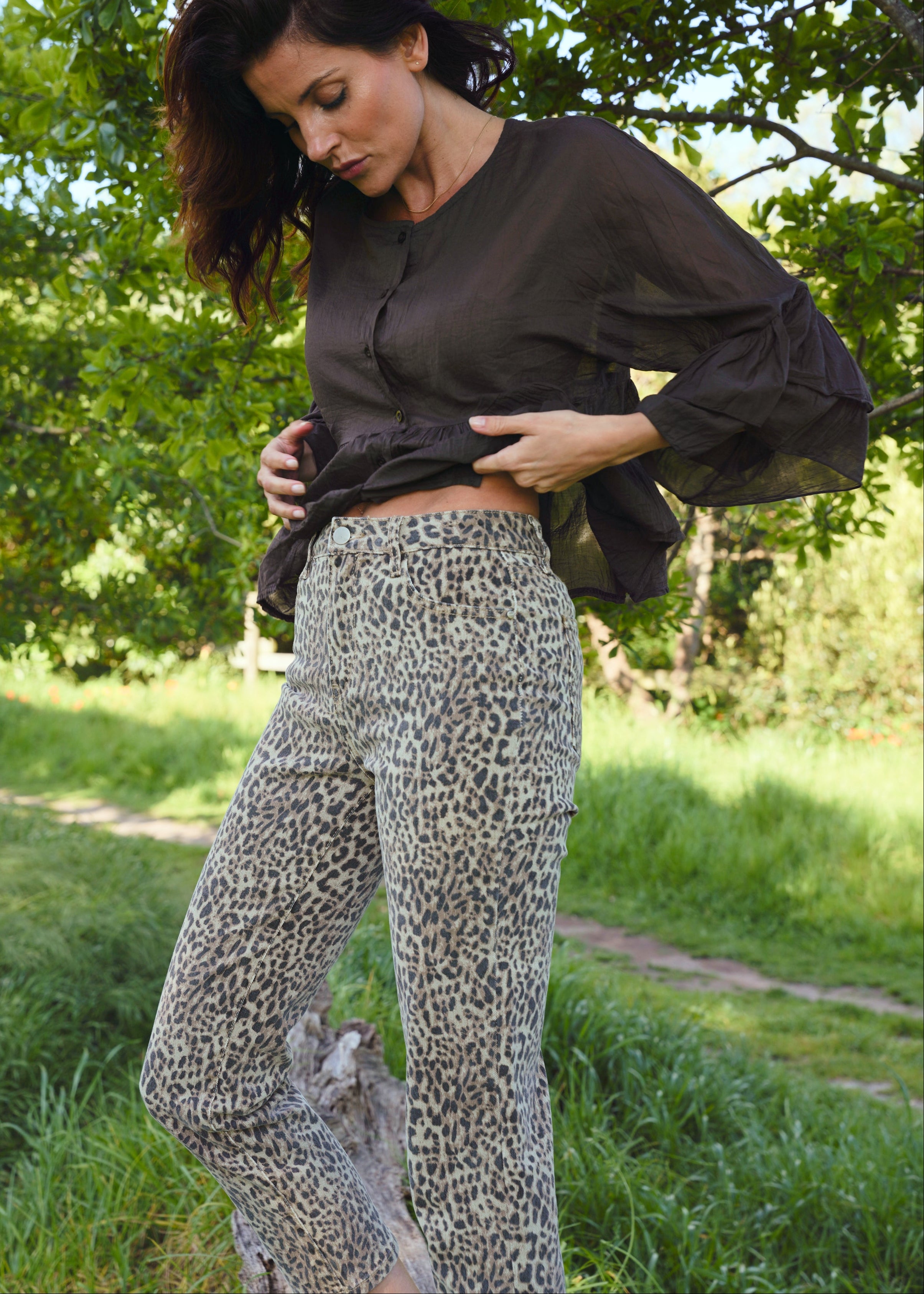 Mom Jeans With Animal Print