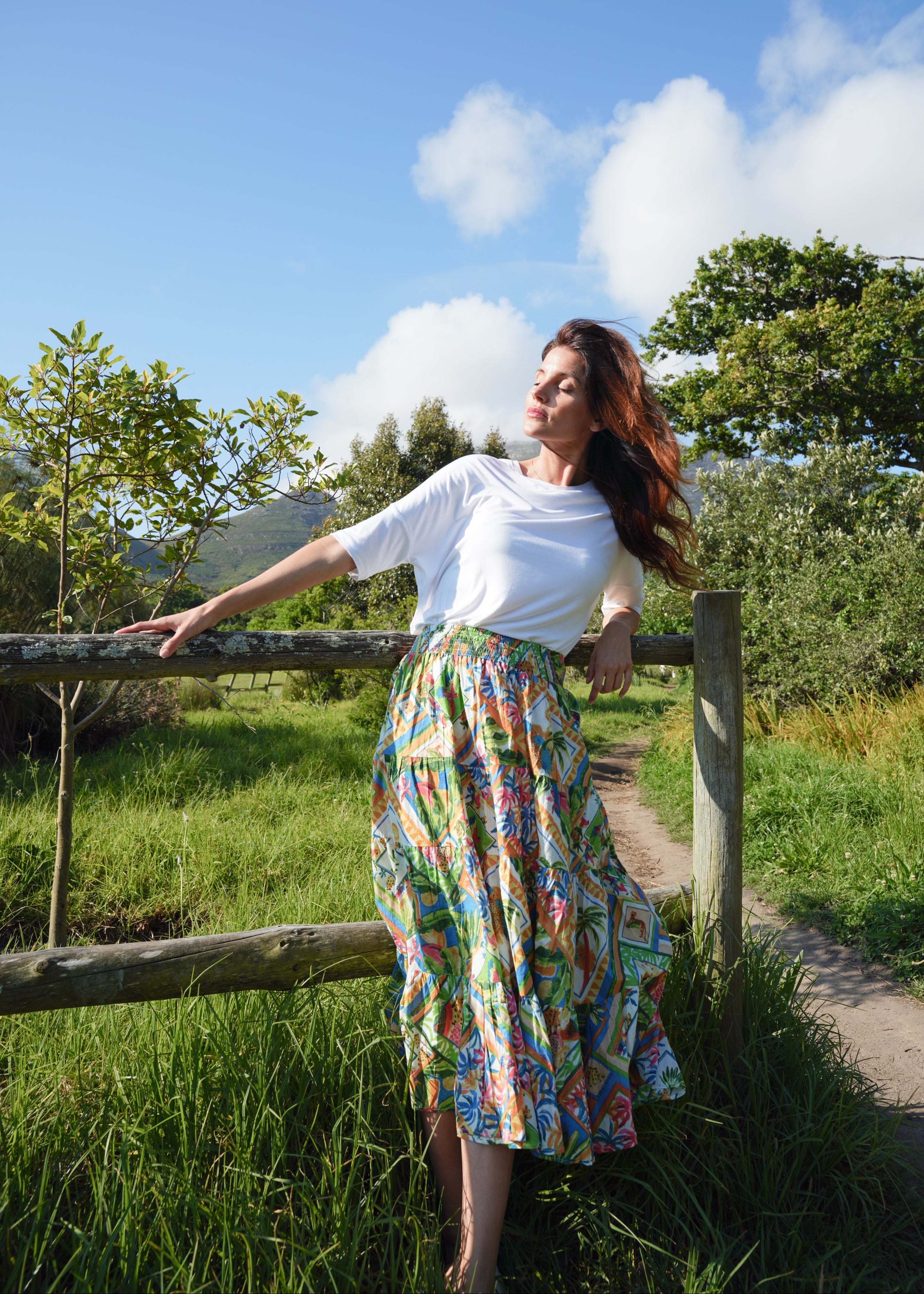 Kira Skirt in Green Tropical