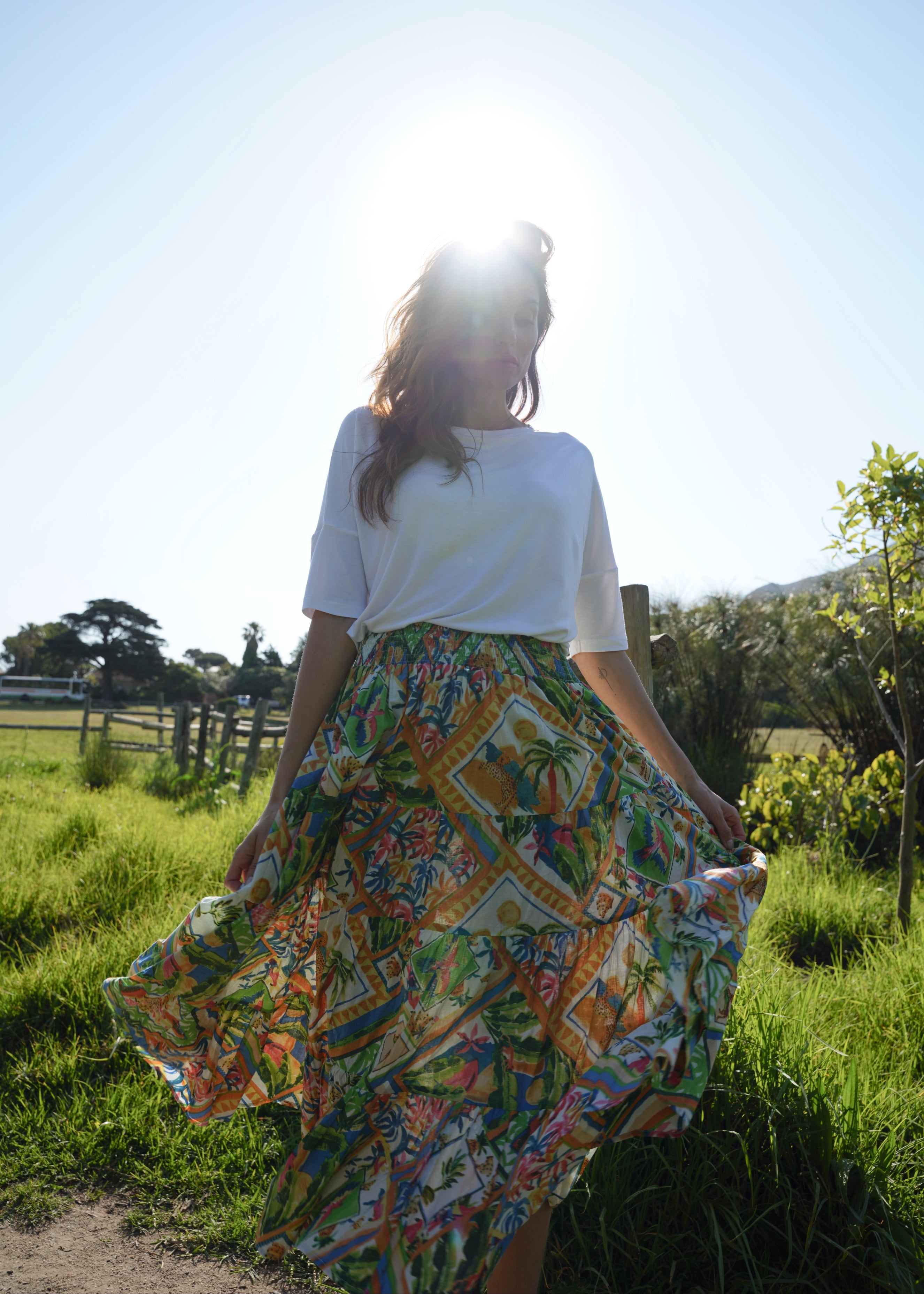 Kira Skirt in Green Tropical
