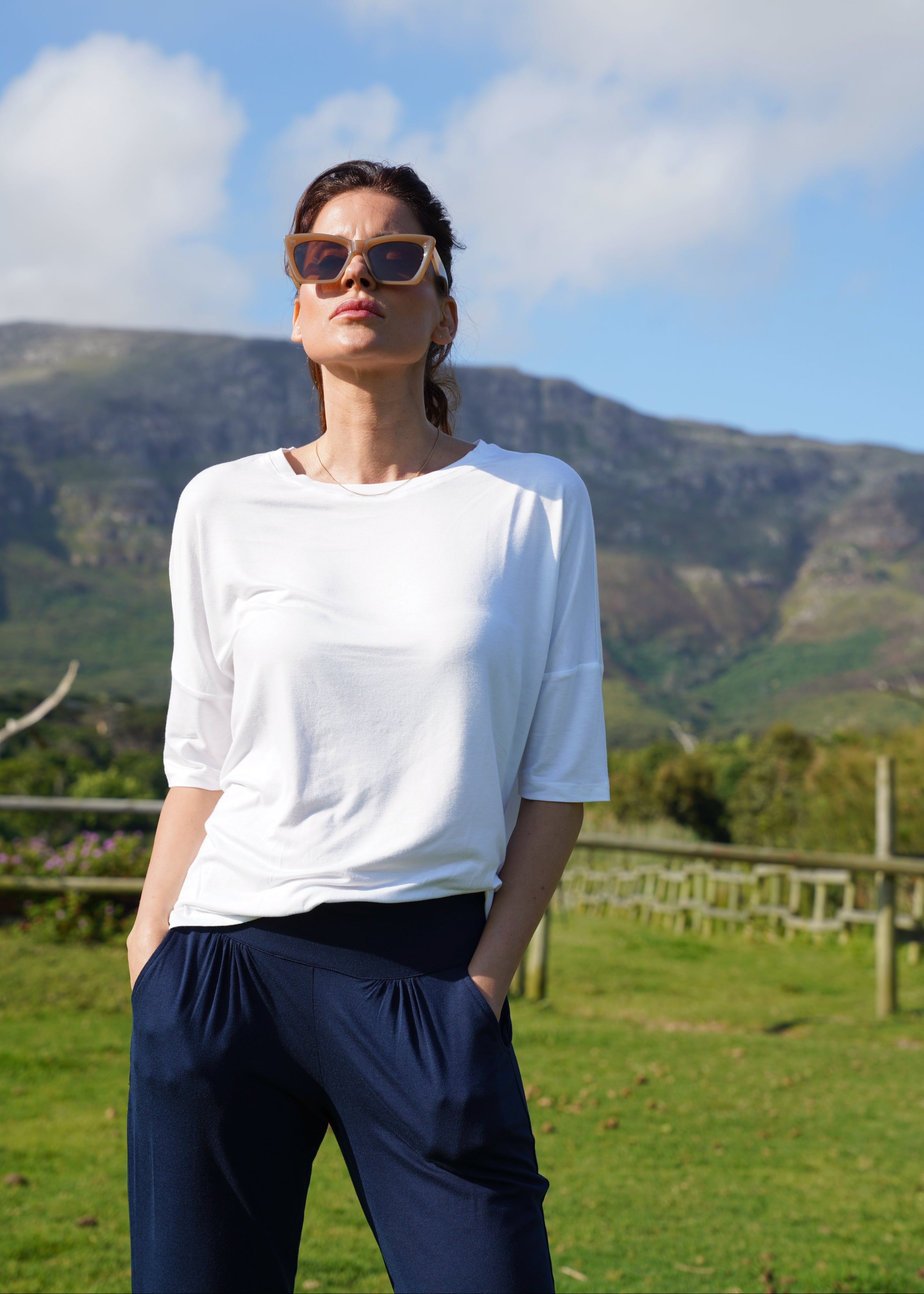 Classic Tee with Back Seam in White