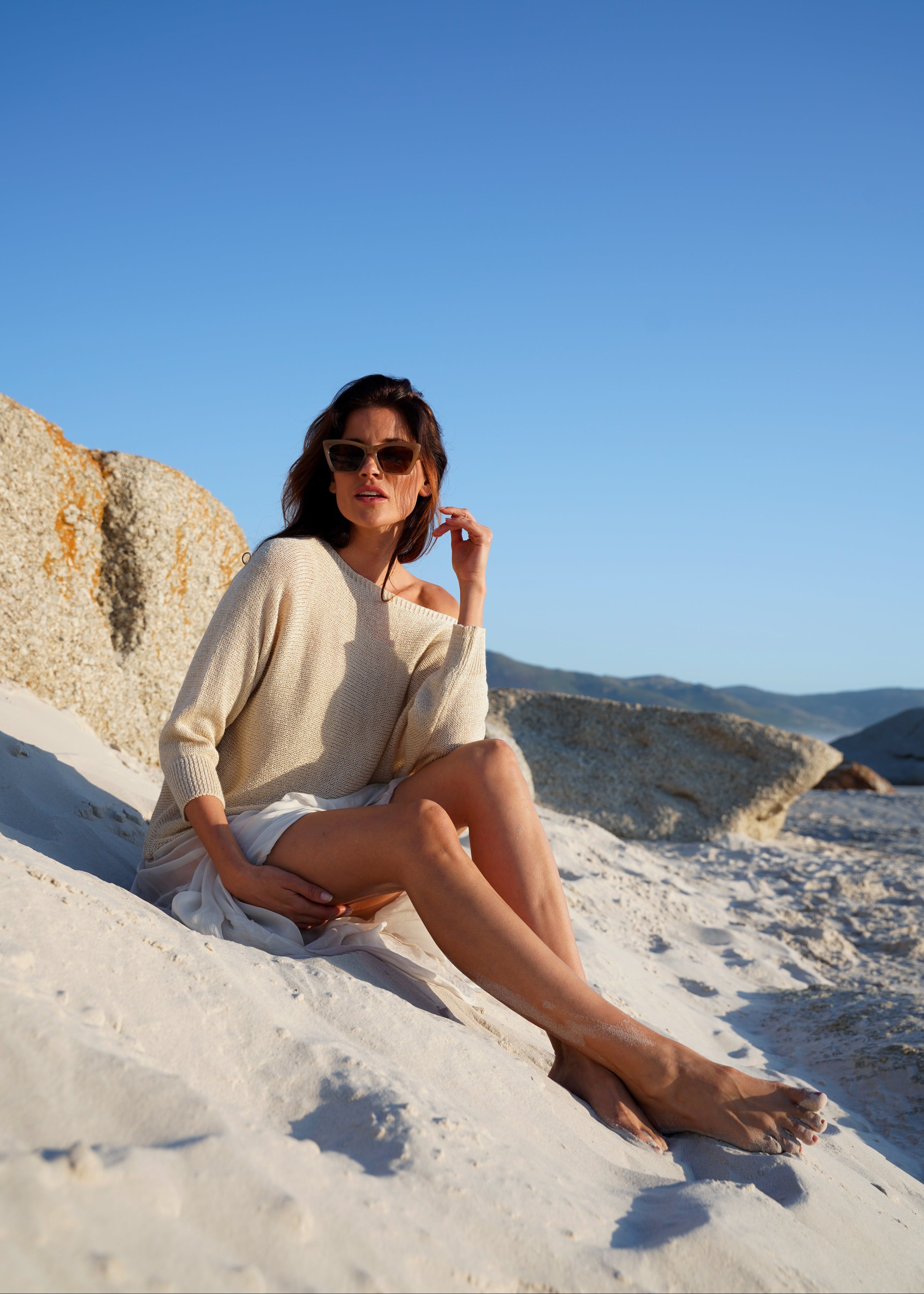 Sienna Italian Batwing Knit with Shimmer In Champagne