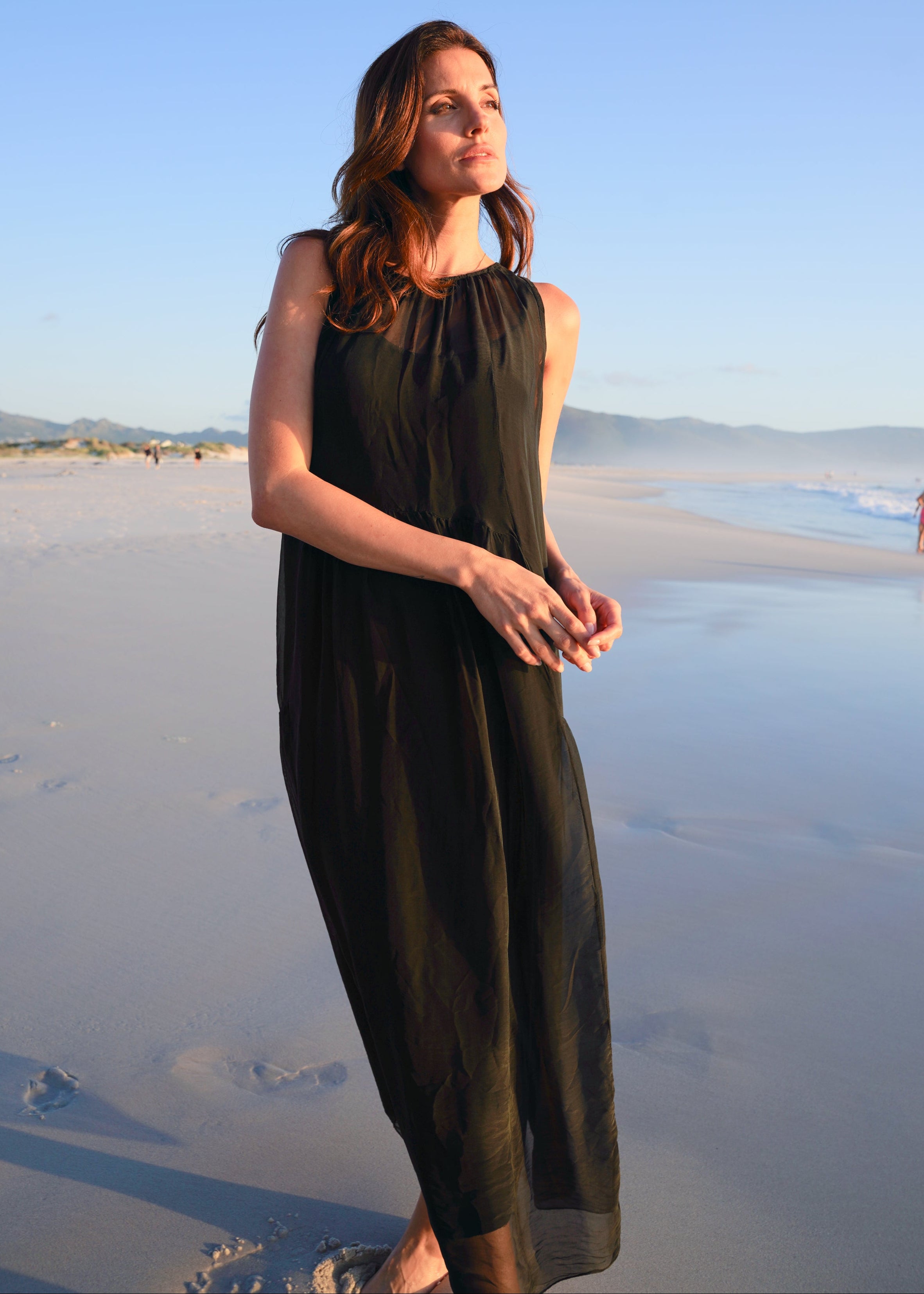 Copacabana Sleeveless Silk Maxi Dress In Black