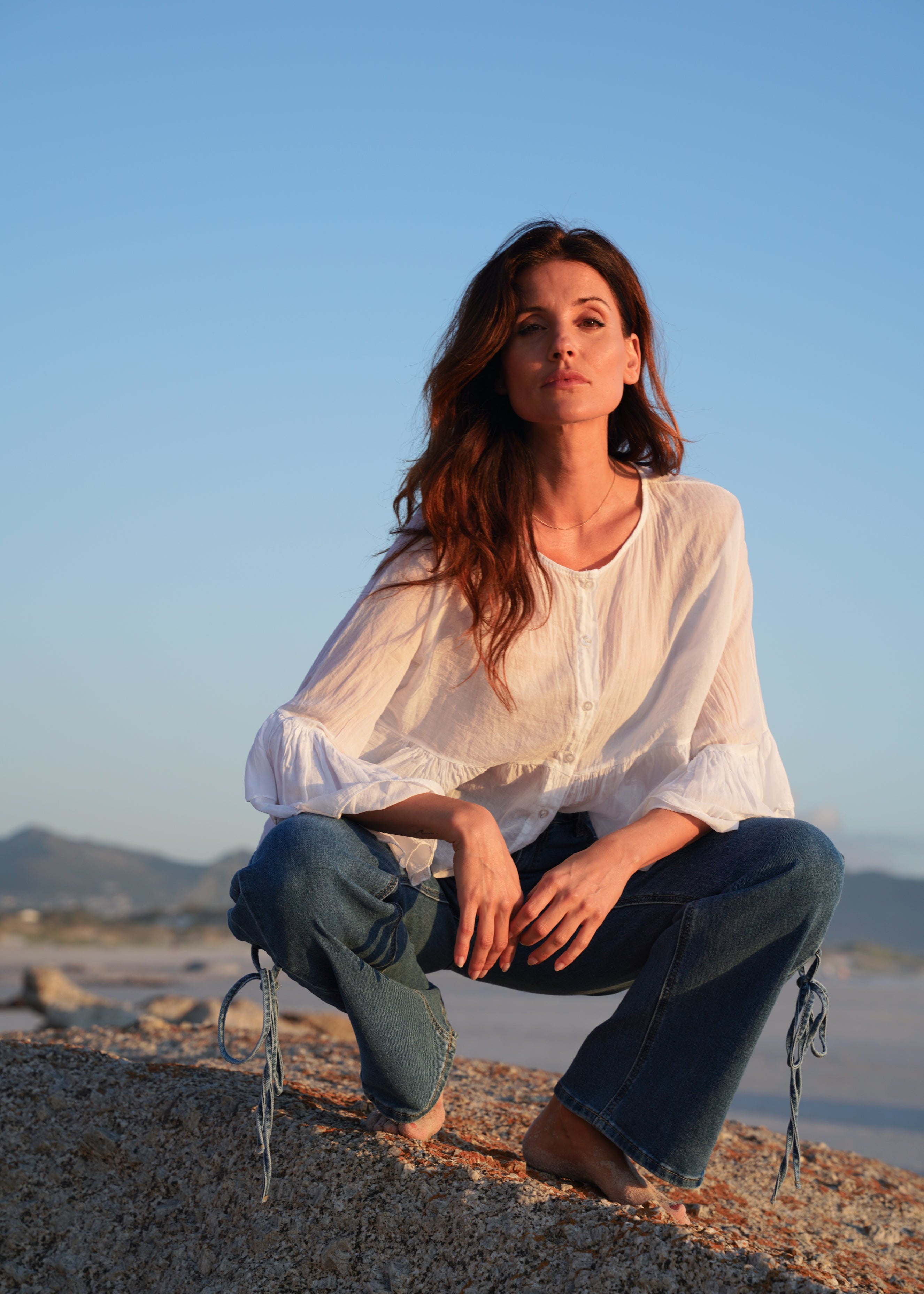 Gia Italian Cotton Boho Blouse In White