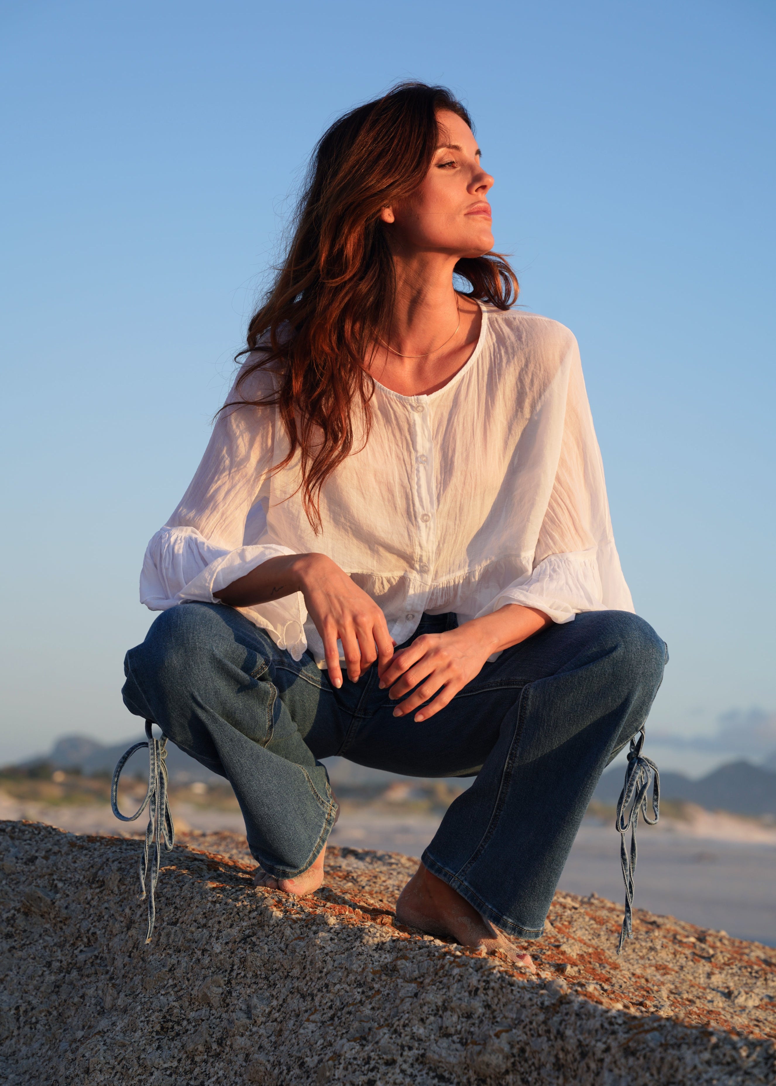Gia Italian Cotton Boho Blouse In White