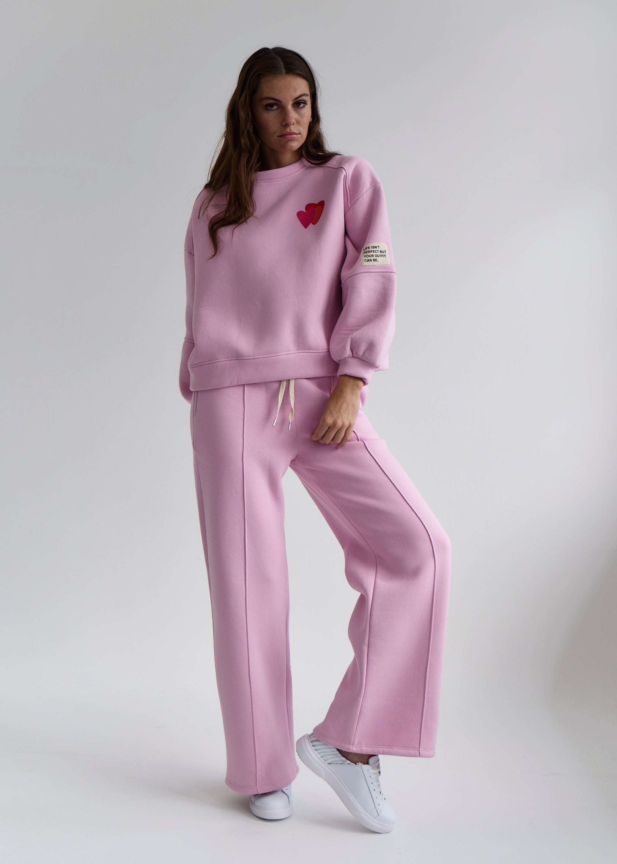 Positive Vibes Only Italian Track Pants in Pink