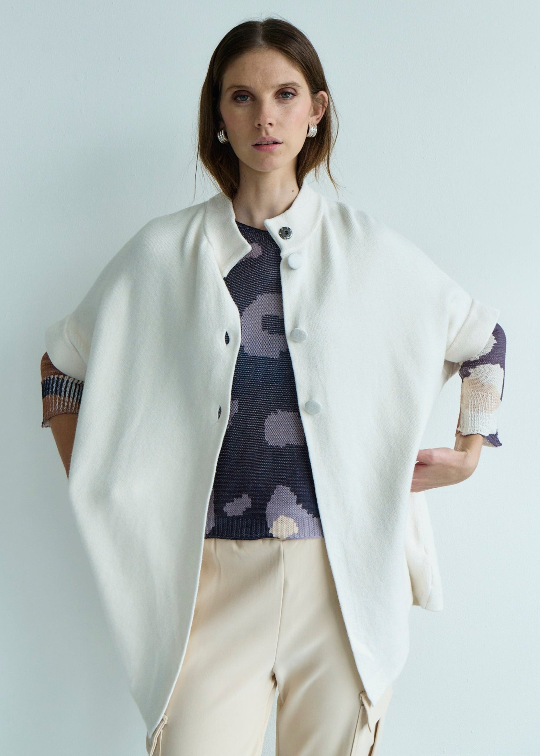 Blair Tailored Cape Viscose Knitted in Cream