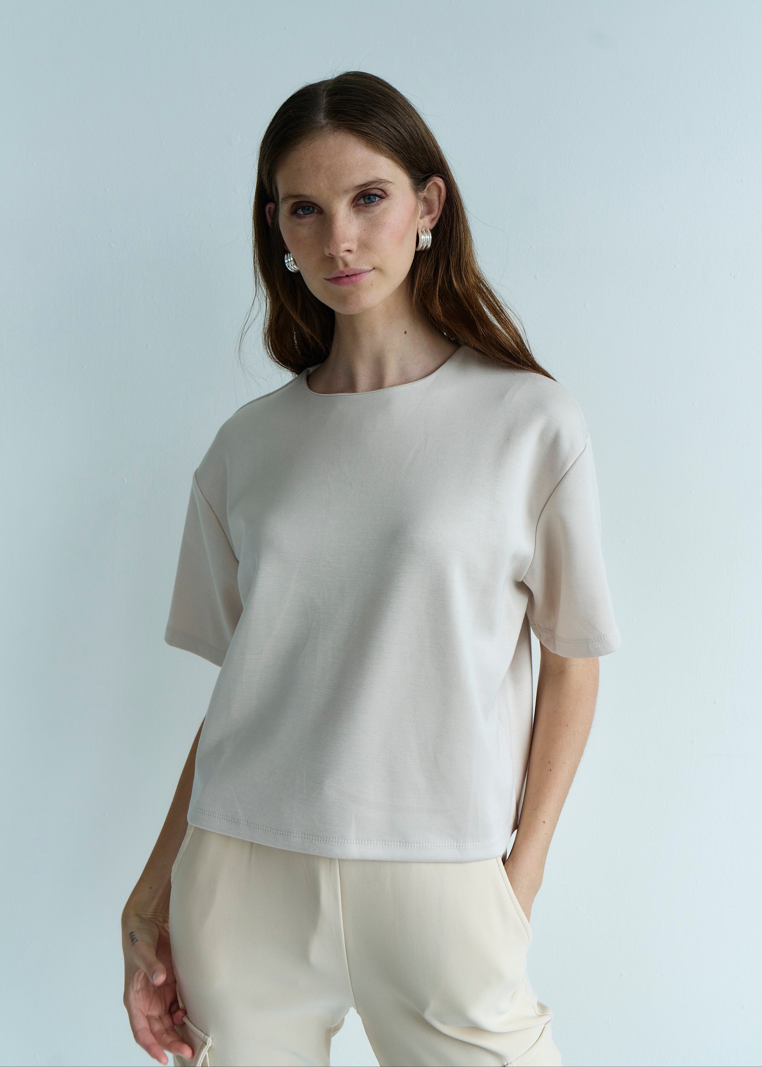 Italian Butter Soft Tee in Beige