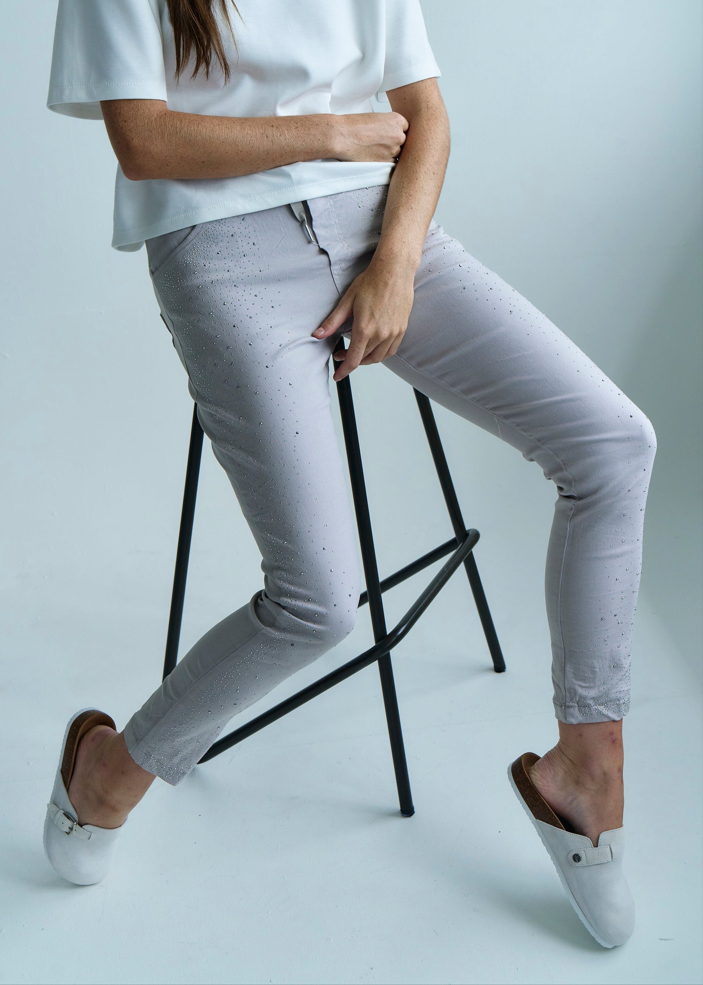 Italian Sparkle Joggers in Grey