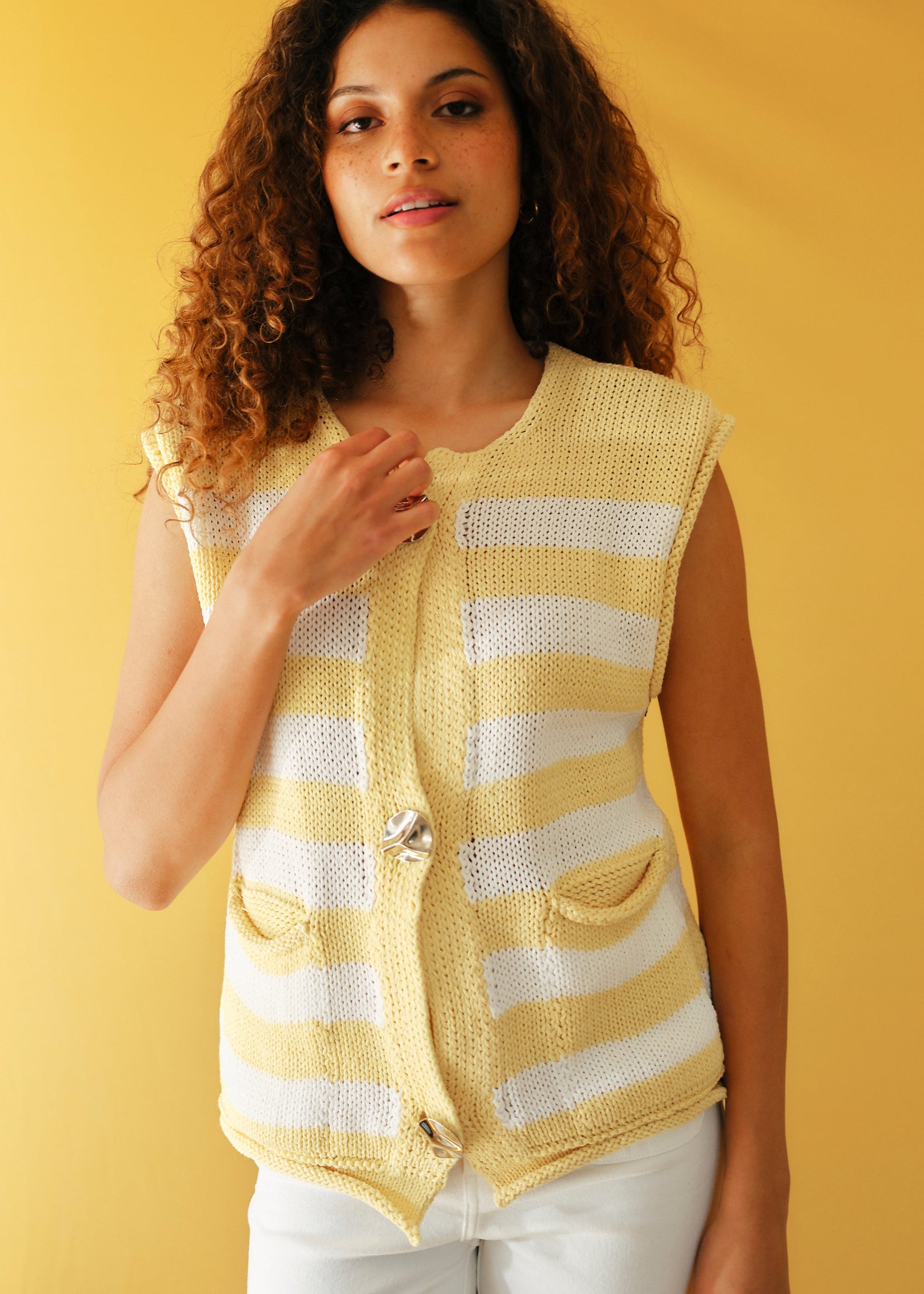 Selma Sleeveless Knit with Gold hardware in Yellow