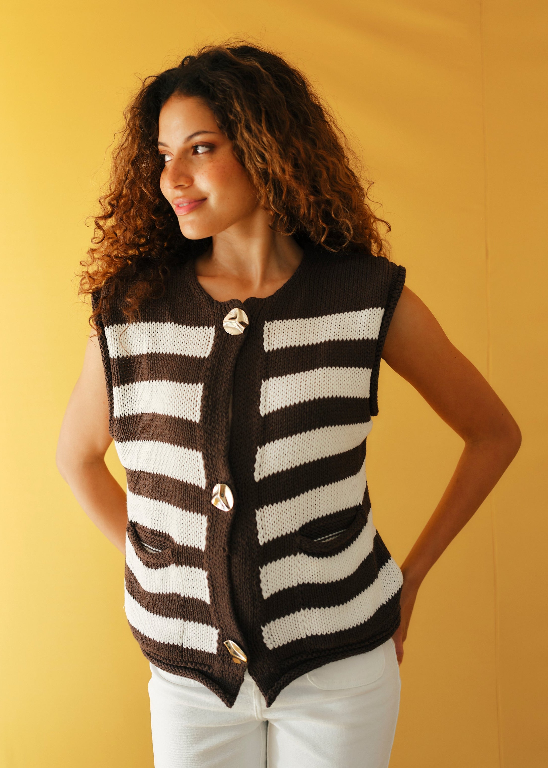 Selma Sleeveless Knit with Gold hardware in Chocolate