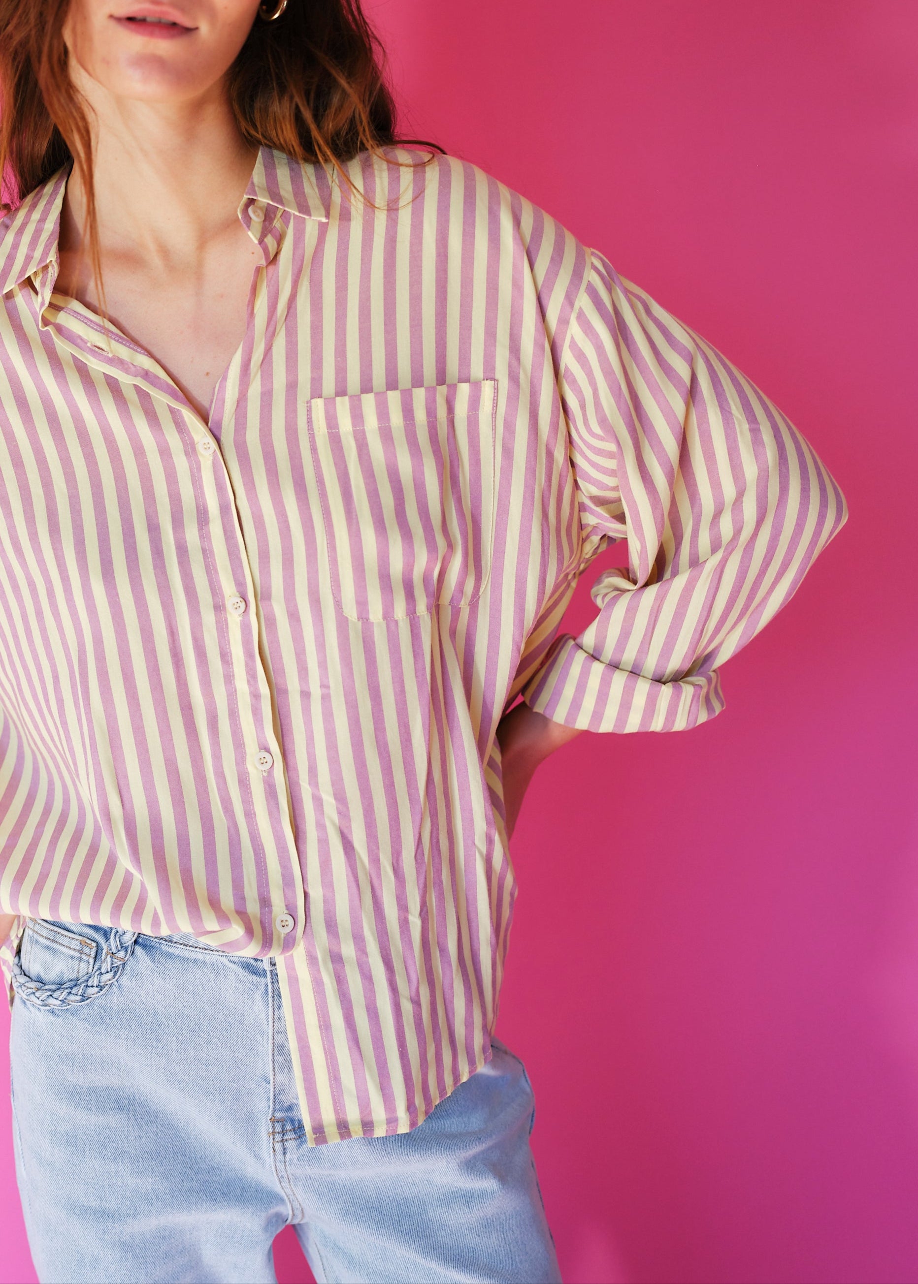 Marais Yellow and Blush Striped Summer Shirt