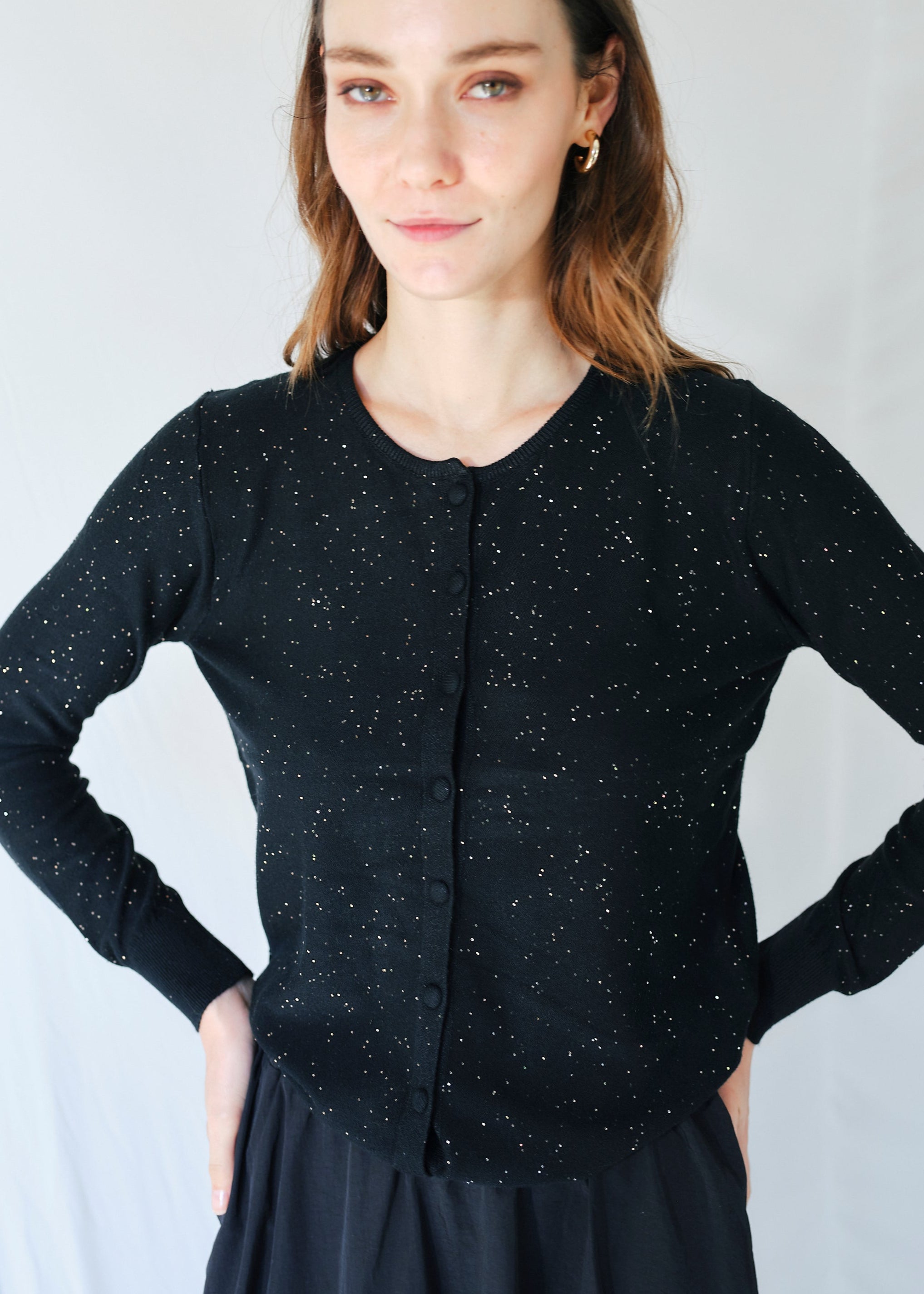 Lurex Cardigan in Black