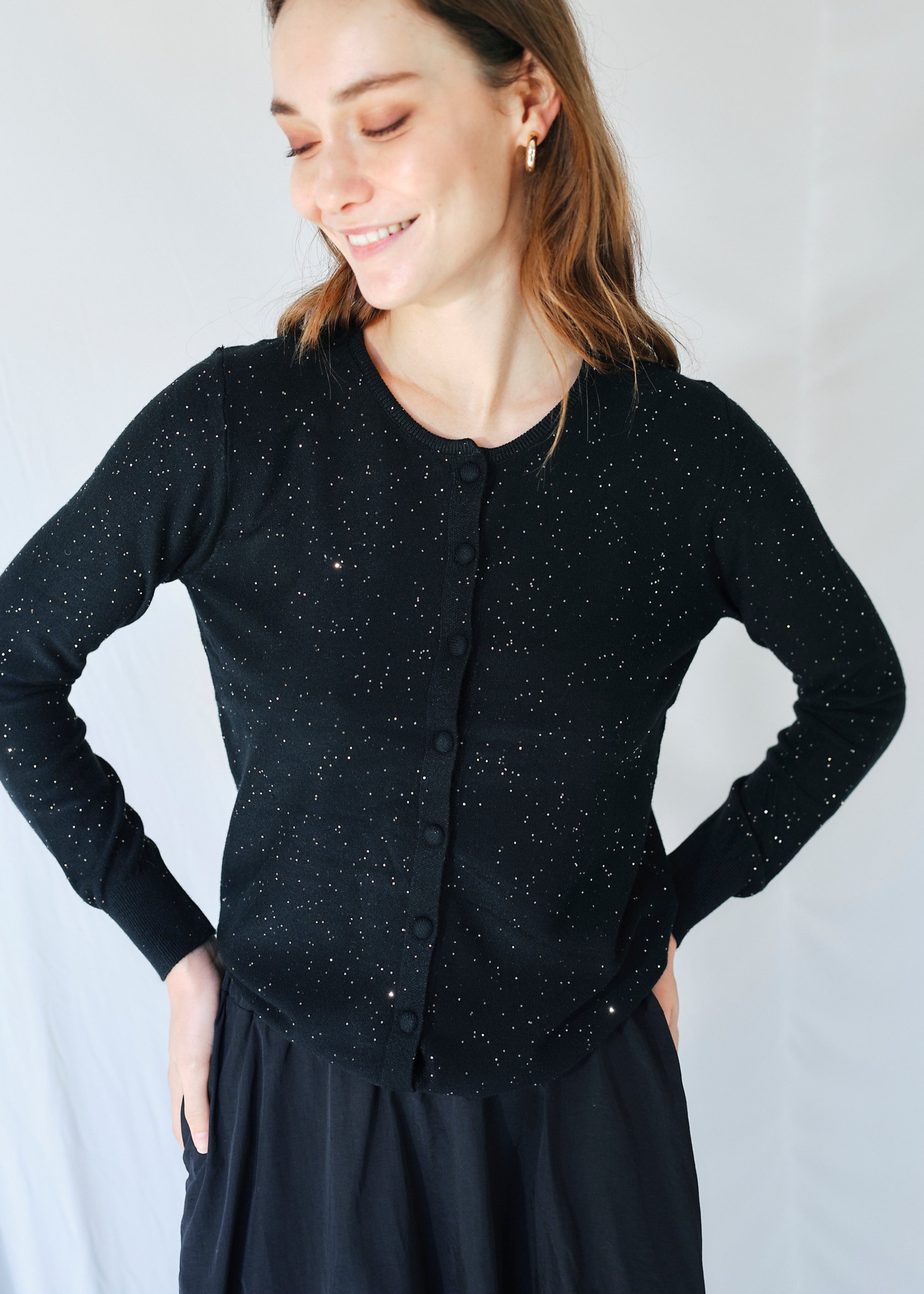 Lurex Cardigan in Black